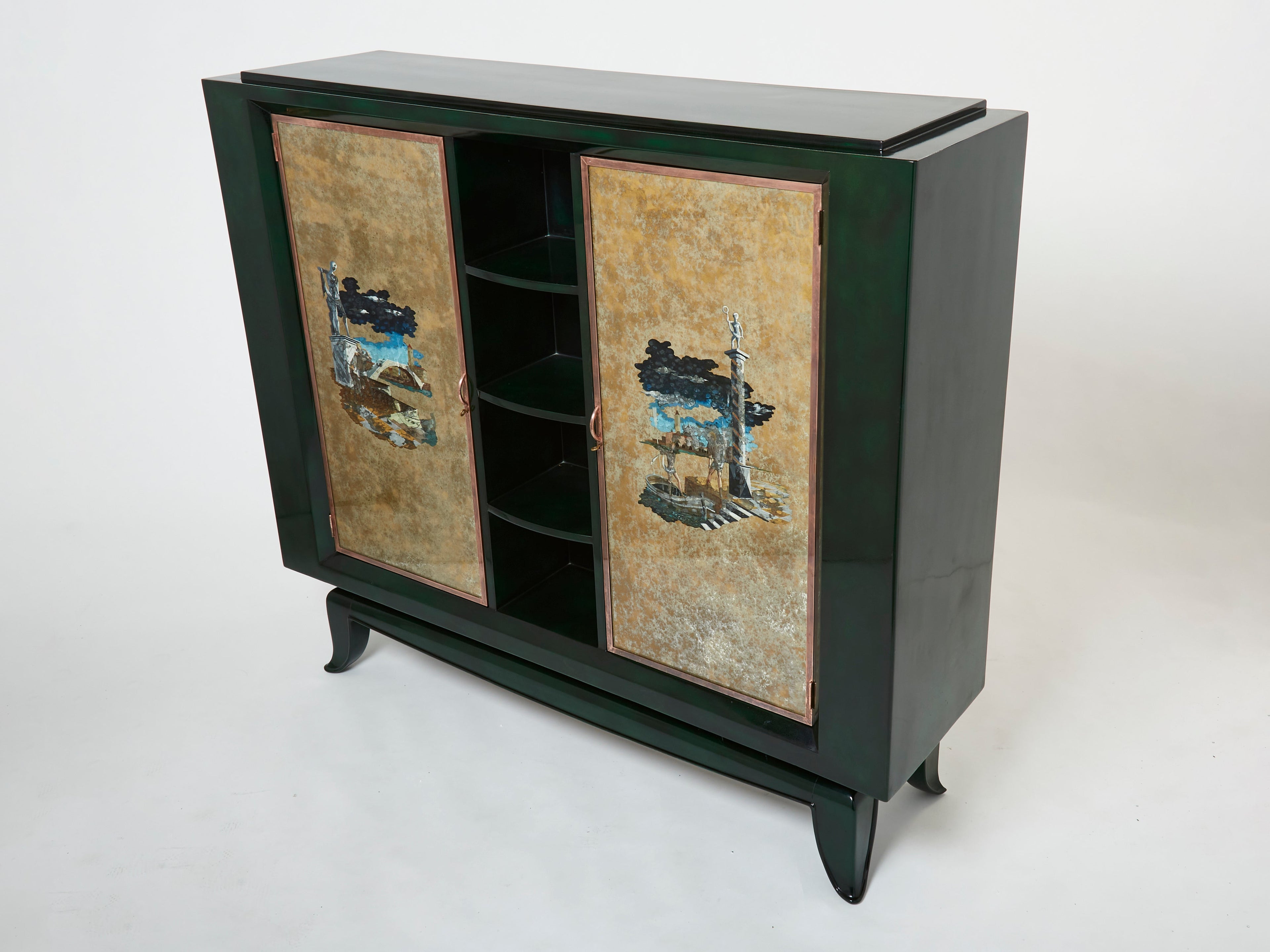 René Drouet and Pierre Adrien Ekman Art deco lacquered cabinet 1938