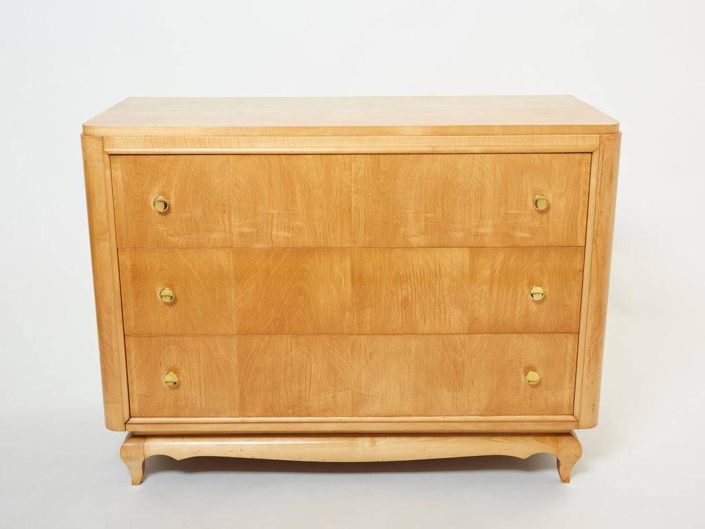Mid-century René Prou sycamore brass commode 1950s