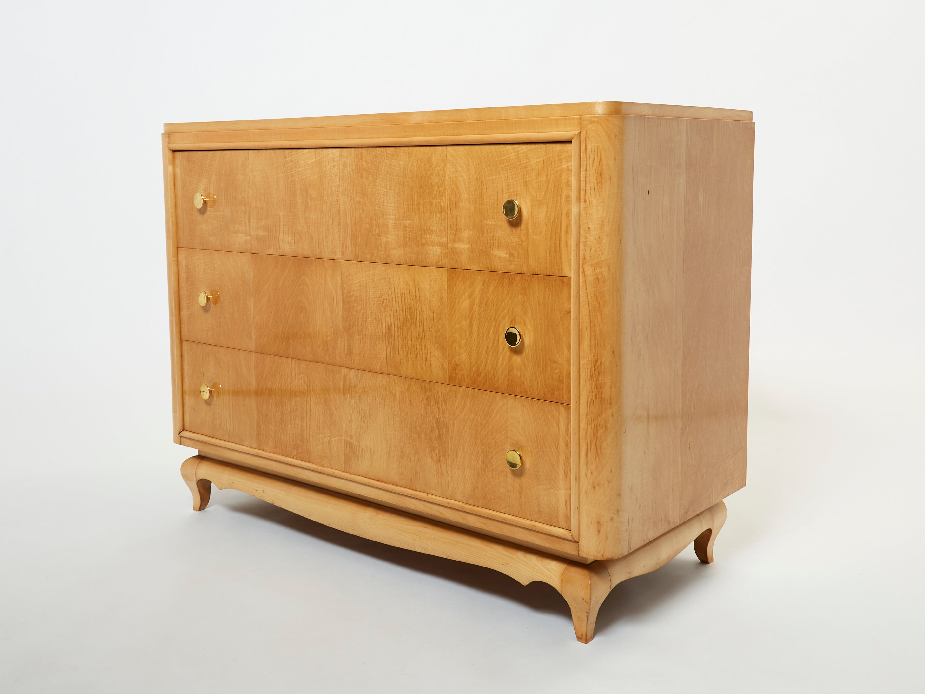 Mid-century René Prou sycamore brass commode 1950s