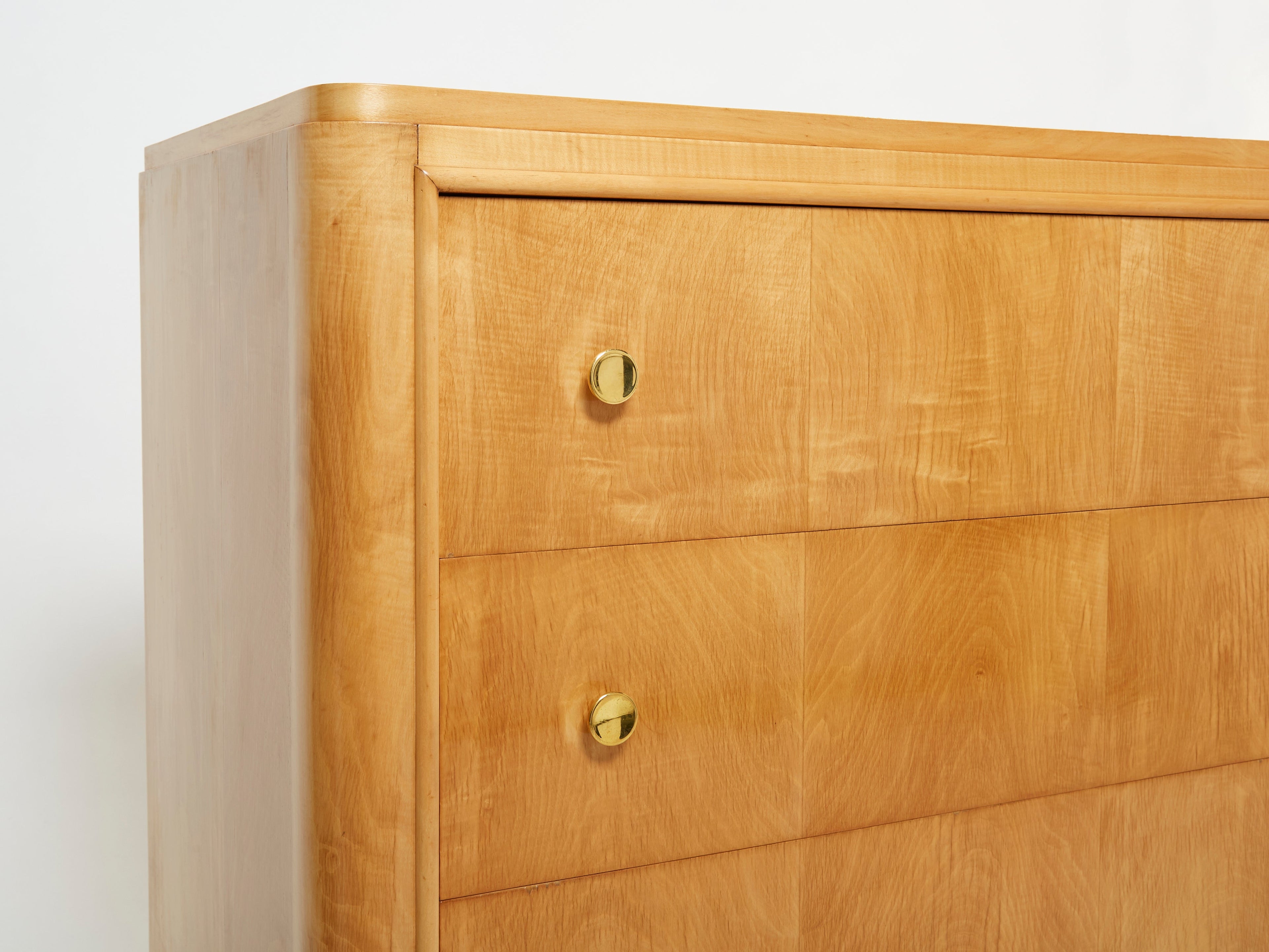 Mid-century René Prou sycamore brass commode 1950s