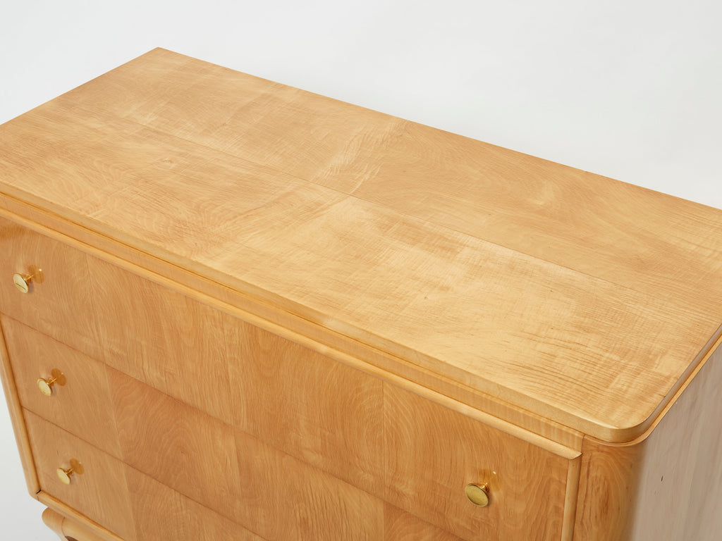 Mid-century René Prou sycamore brass commode 1950s