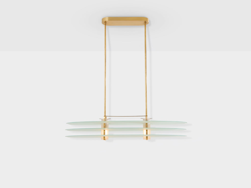 Roberto Volonterio and Cesare Benedetti chandelier brass glass 1980s