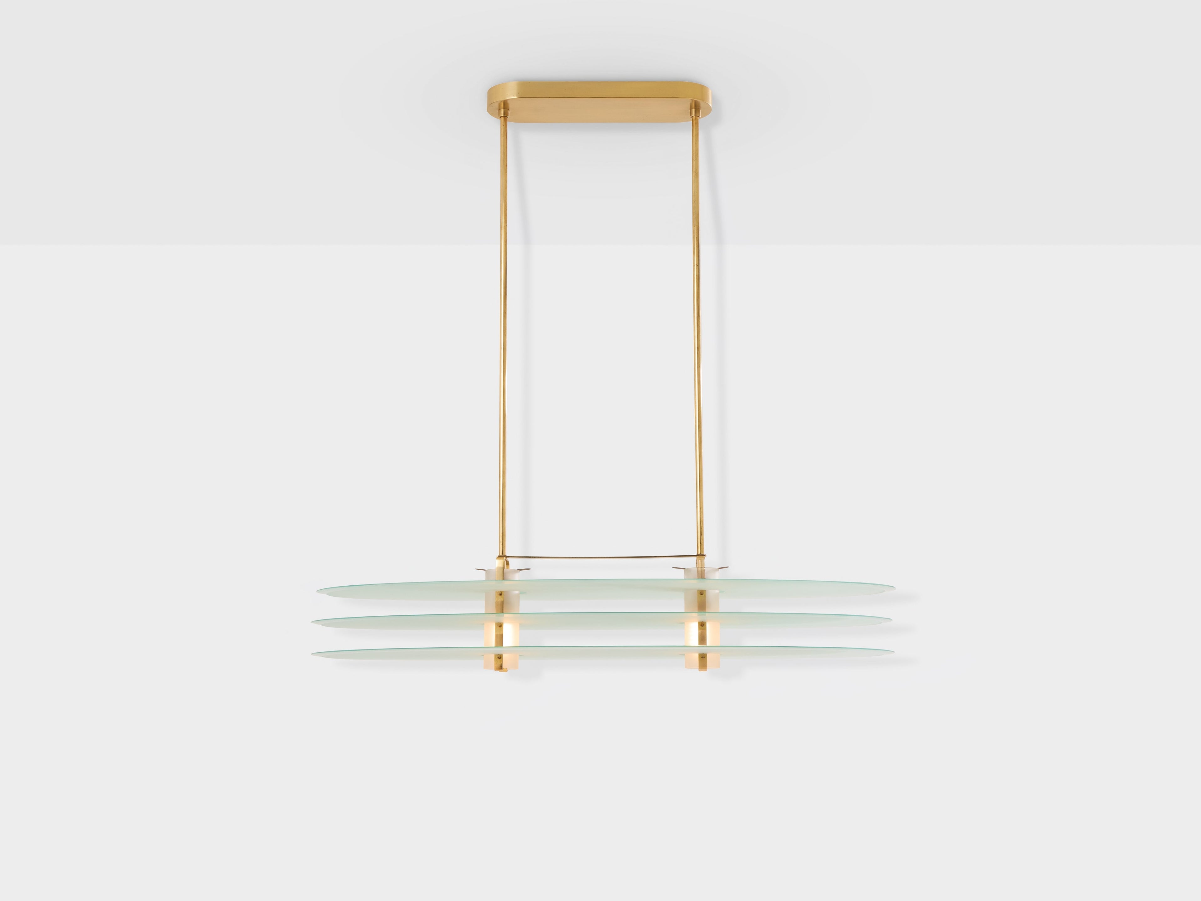 Roberto Volonterio and Cesare Benedetti chandelier brass glass 1980s