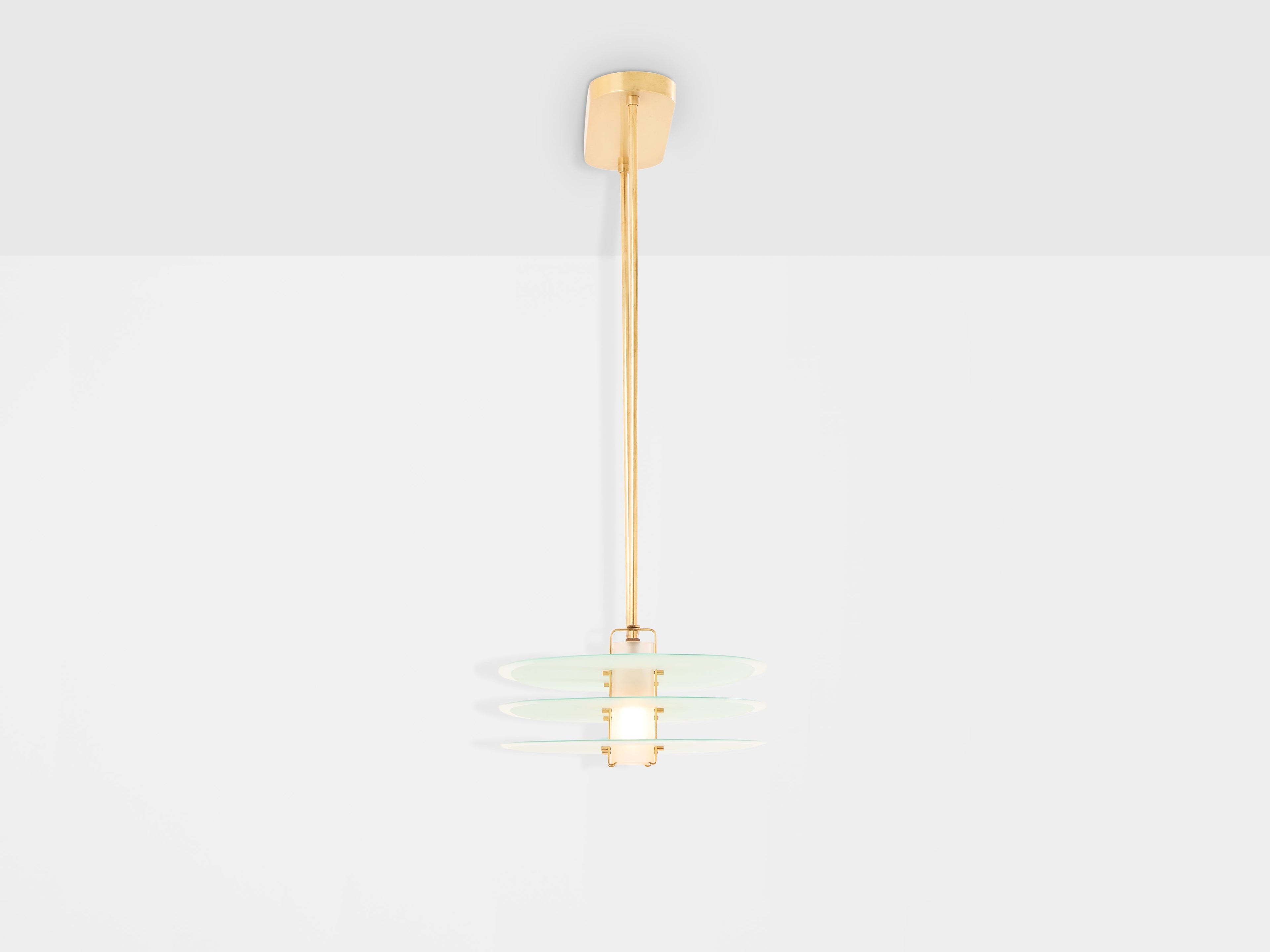 Roberto Volonterio and Cesare Benedetti chandelier brass glass 1980s