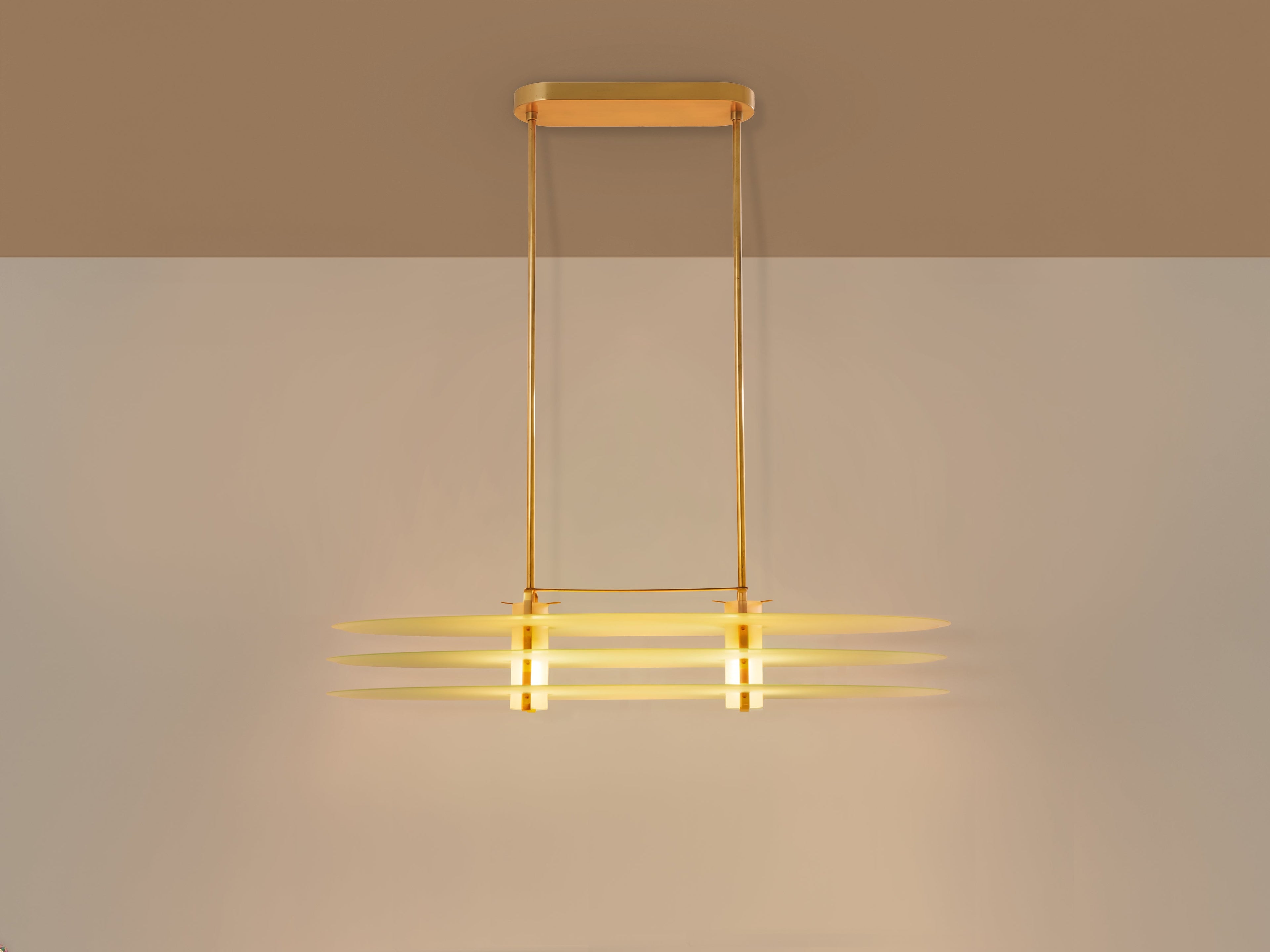 Roberto Volonterio and Cesare Benedetti chandelier brass glass 1980s