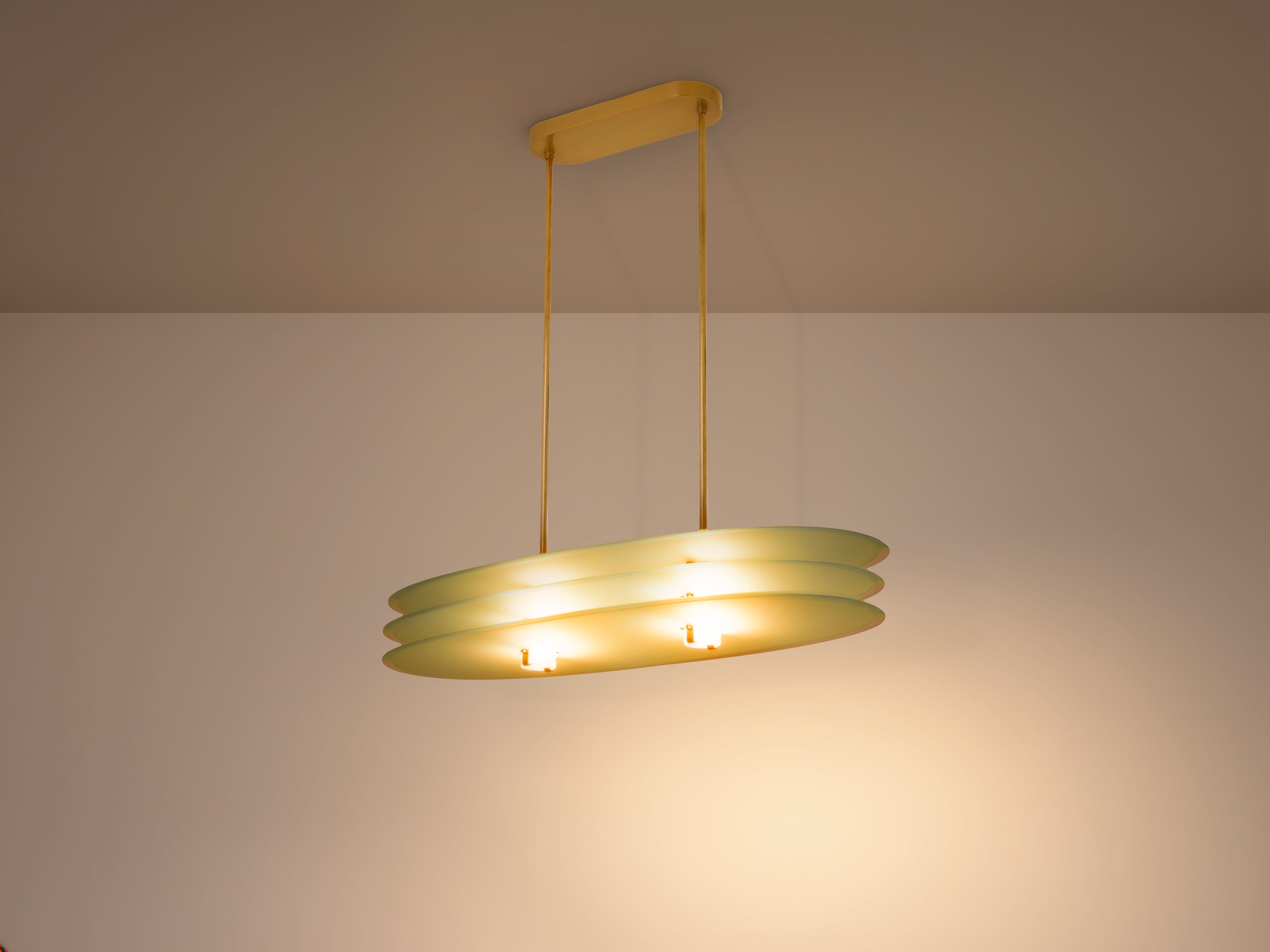 Roberto Volonterio and Cesare Benedetti chandelier brass glass 1980s