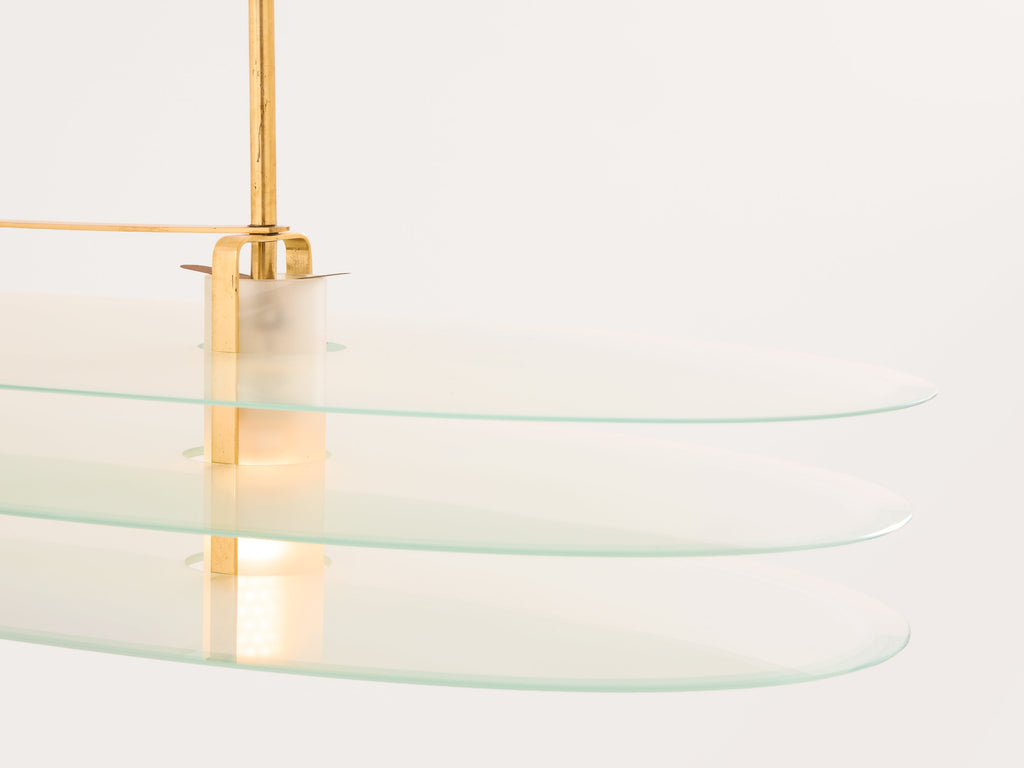 Roberto Volonterio and Cesare Benedetti chandelier brass glass 1980s