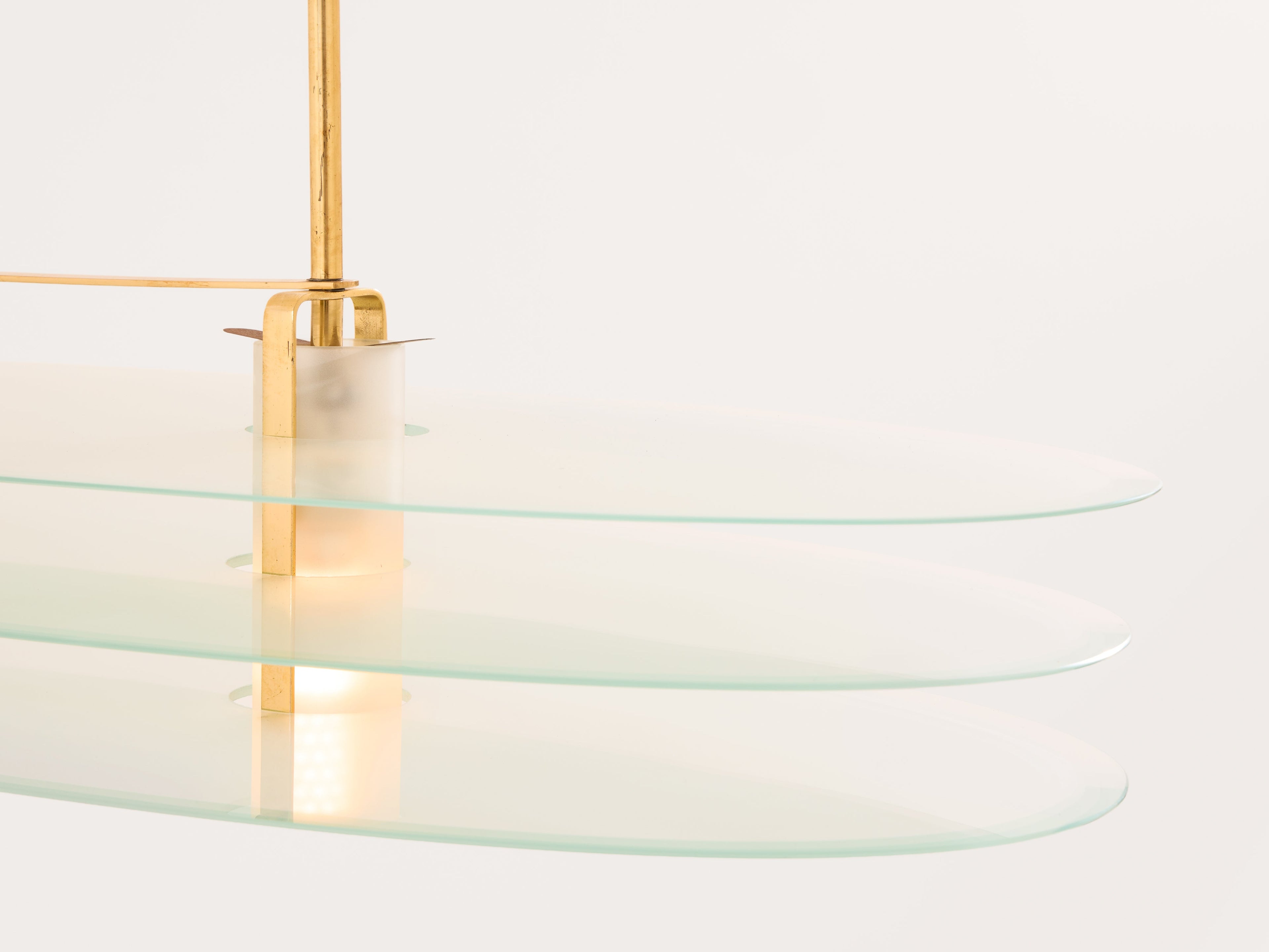 Roberto Volonterio and Cesare Benedetti chandelier brass glass 1980s