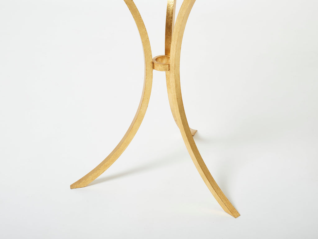 Roger Thibier gueridon table gilded wrought iron glass 1960s