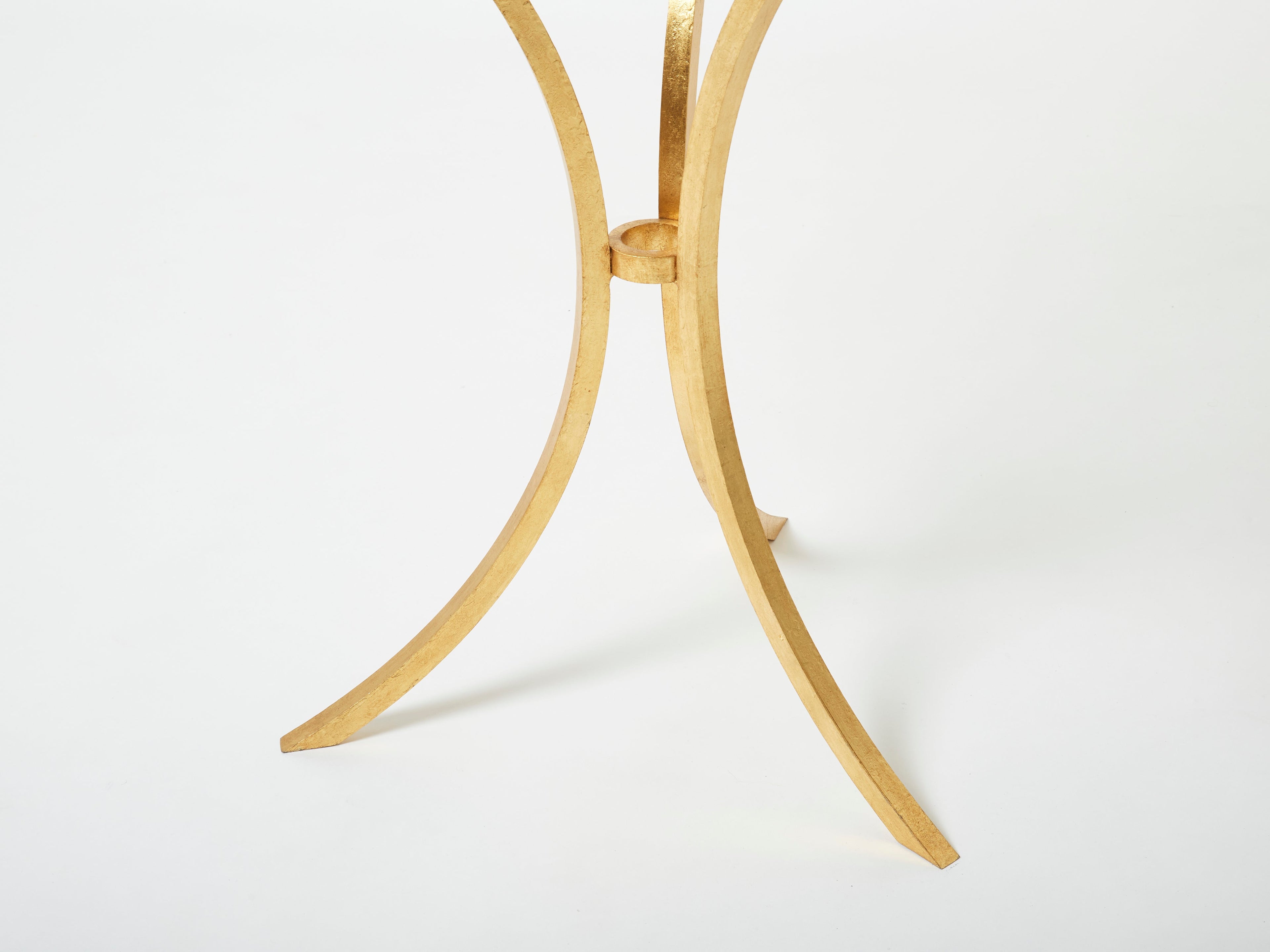 Roger Thibier gueridon table gilded wrought iron glass 1960s
