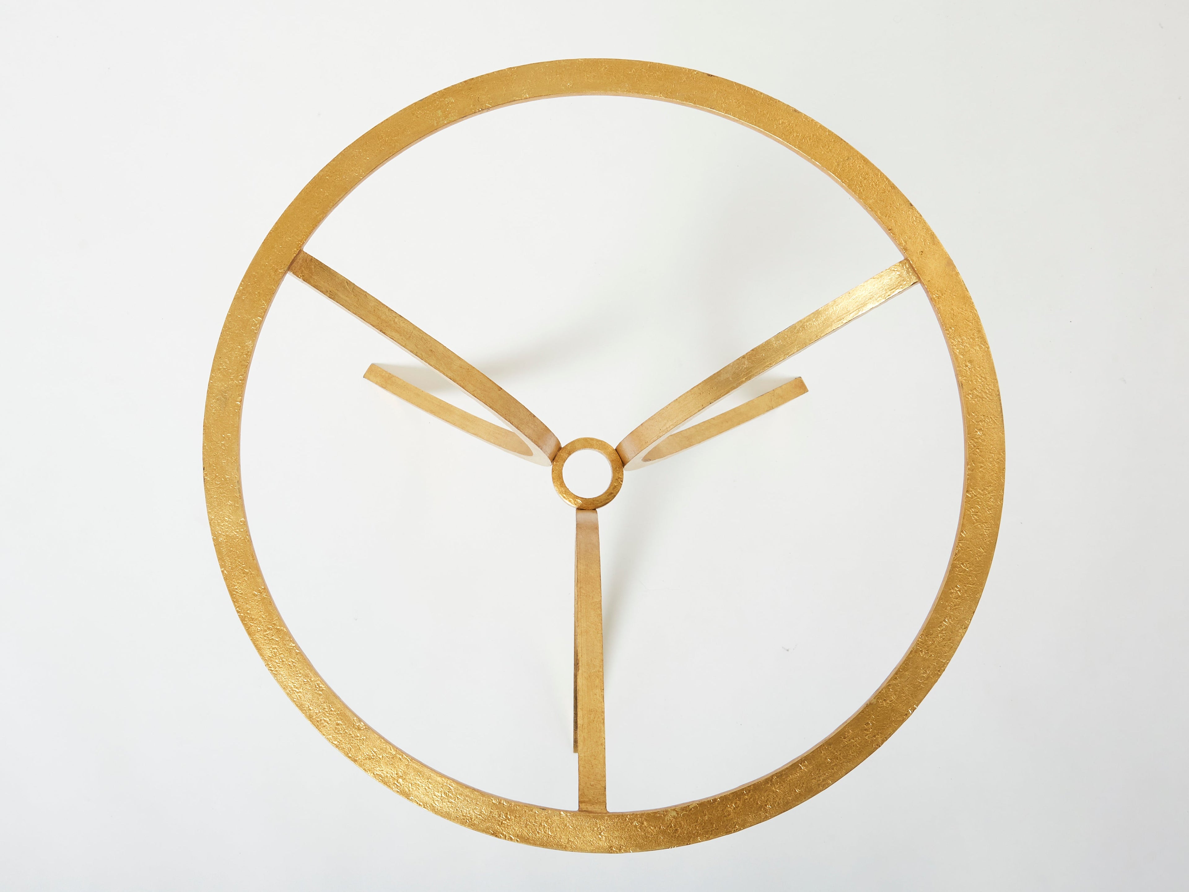 Roger Thibier gueridon table gilded wrought iron glass 1960s