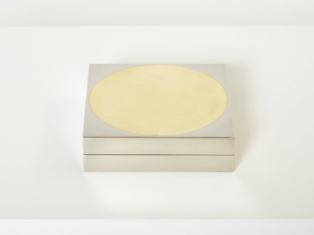 Romeo Rega Italian chrome brass jewellery box 1970