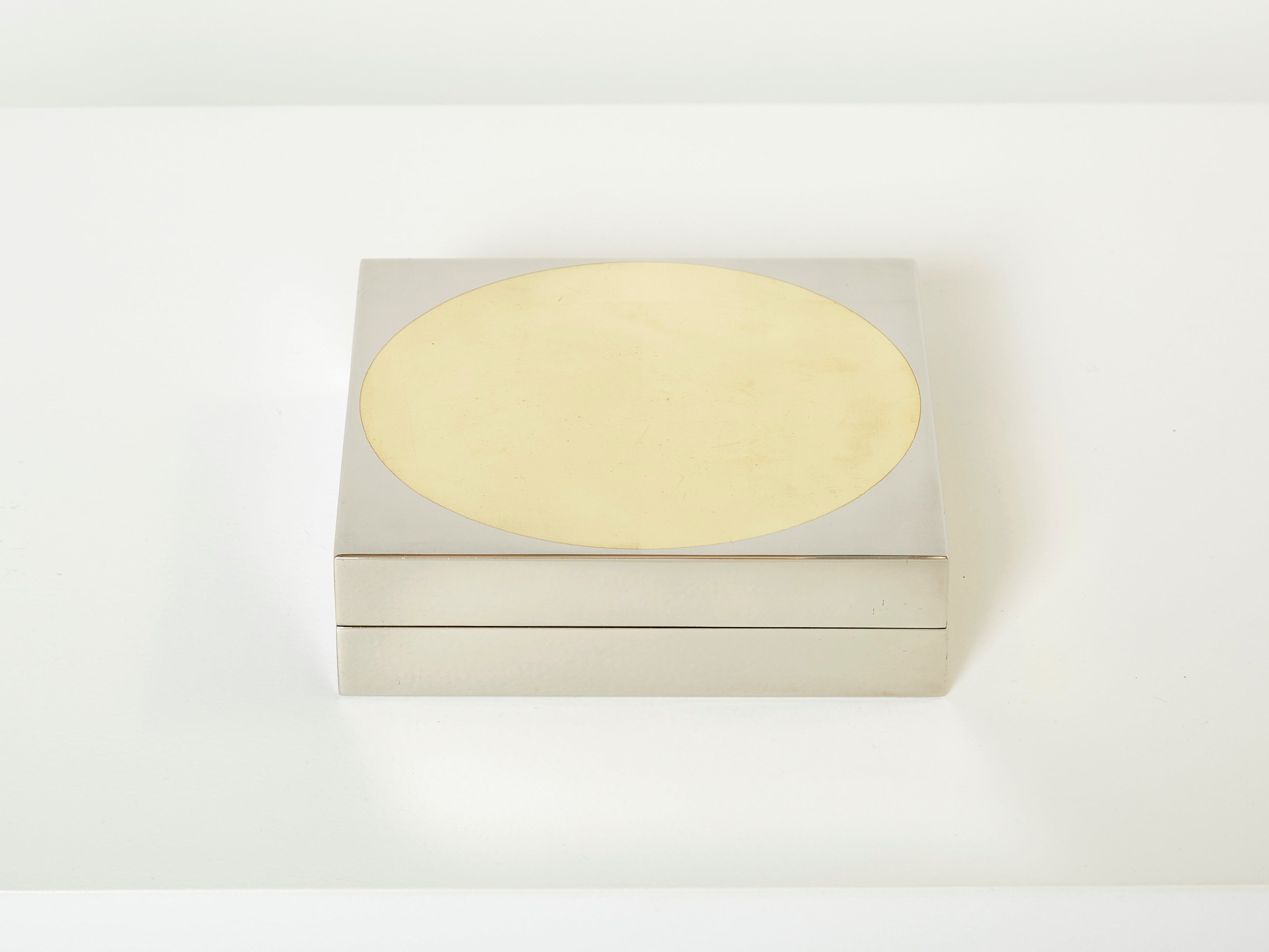 Romeo Rega Italian chrome brass jewellery box 1970