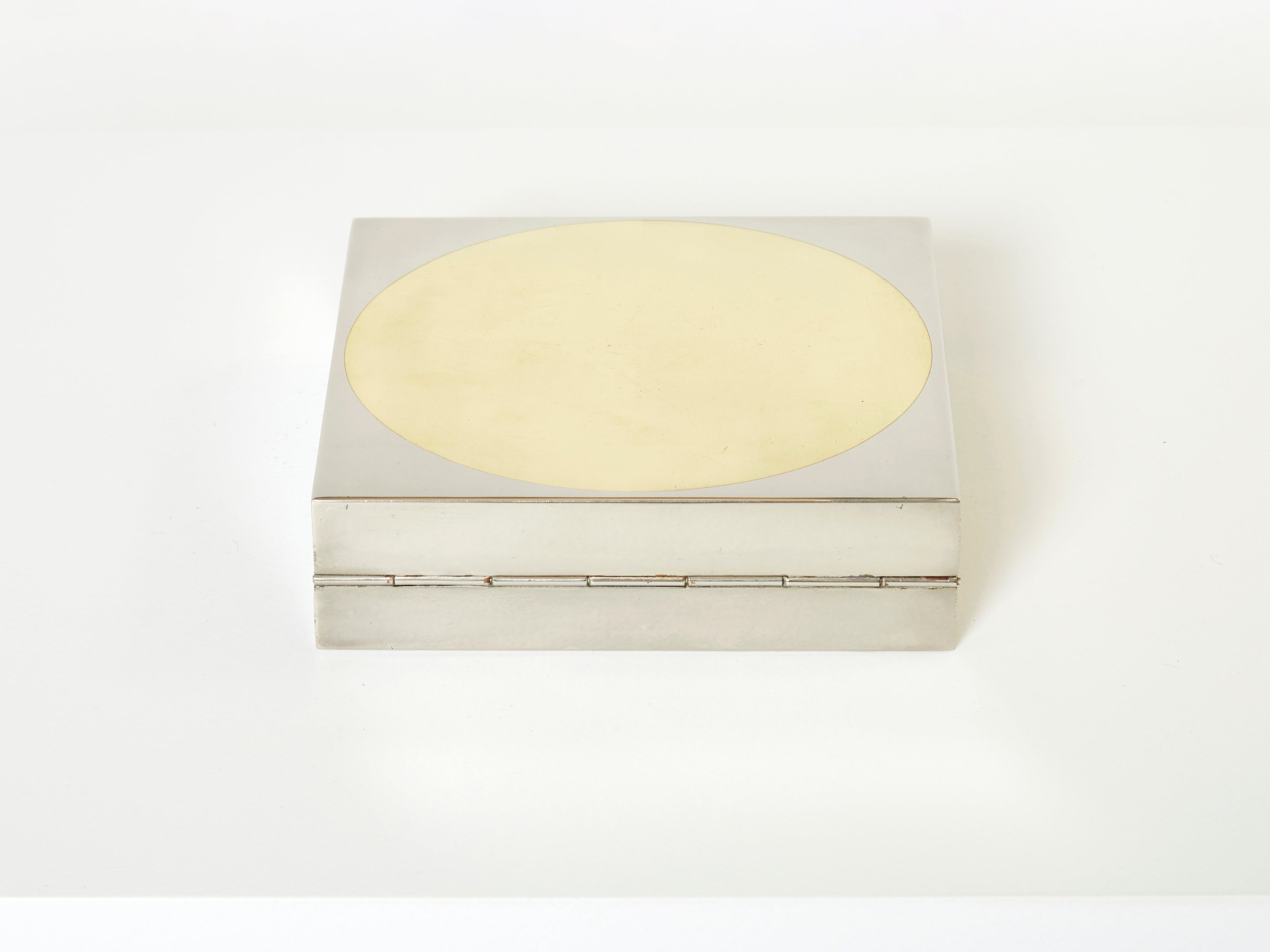 Romeo Rega Italian chrome brass jewellery box 1970