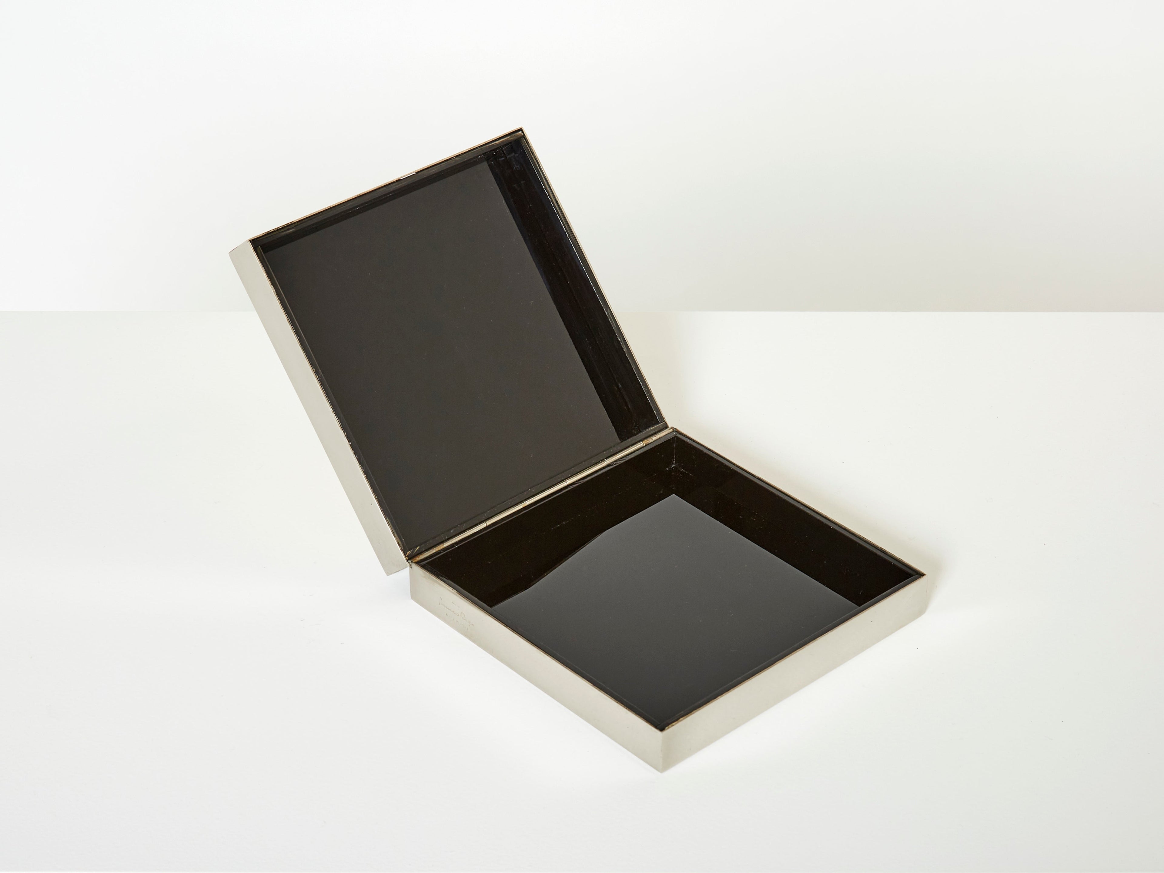 Romeo Rega Italian chrome brass jewellery box 1970