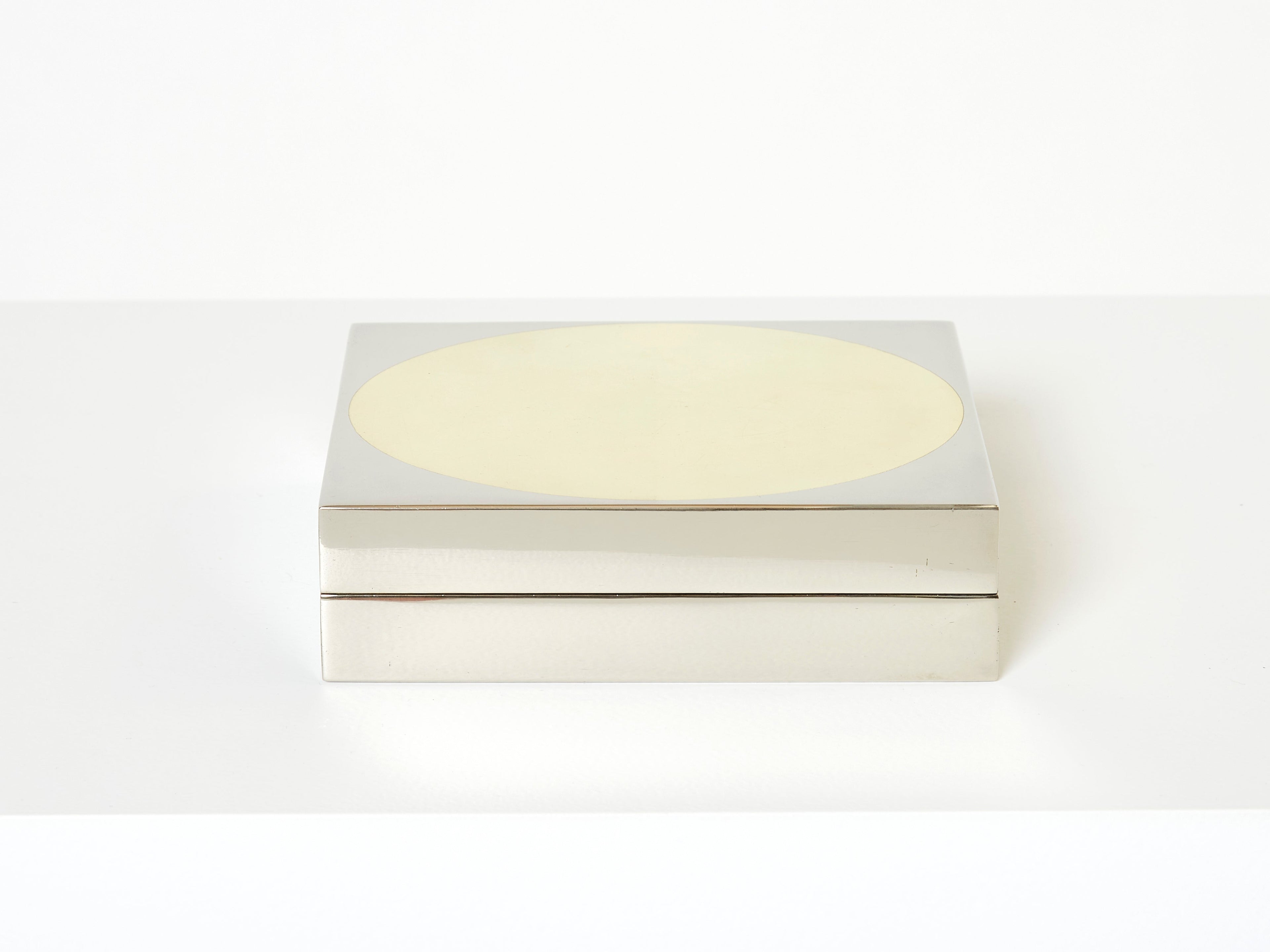 Romeo Rega Italian chrome brass jewellery box 1970