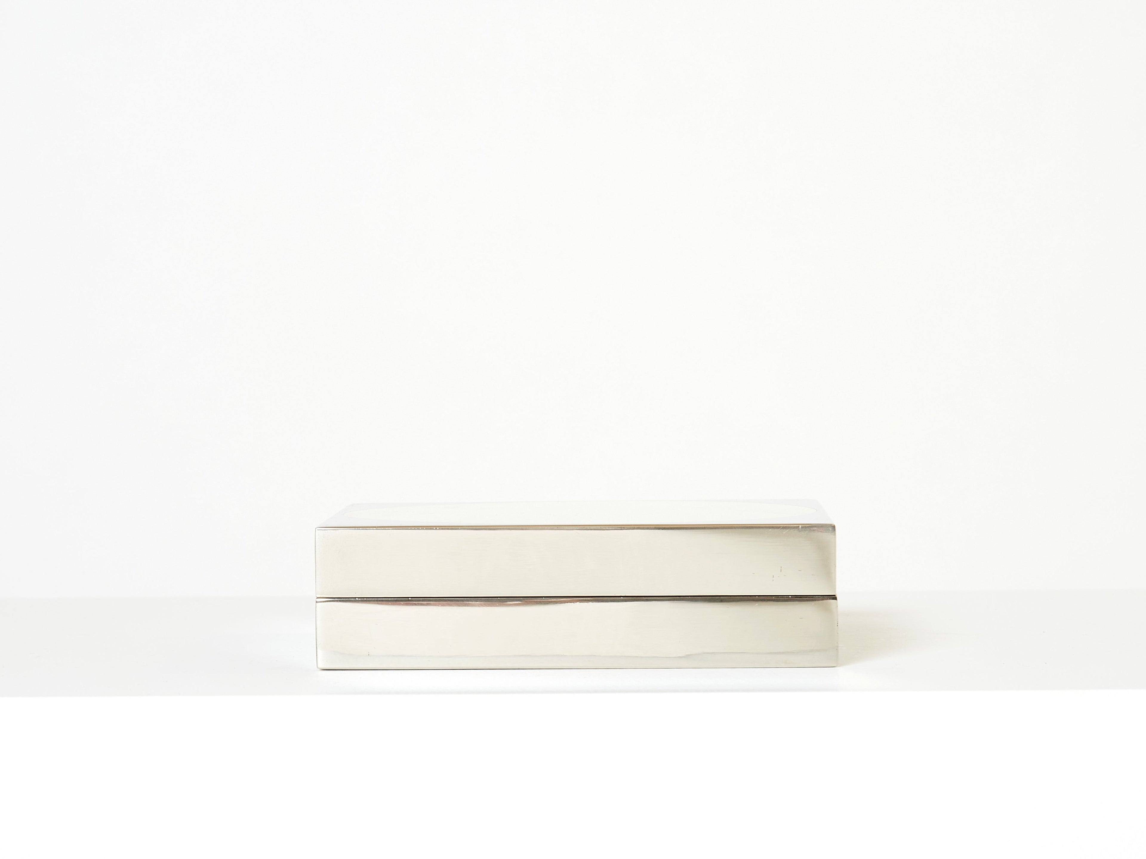Romeo Rega Italian chrome brass jewellery box 1970