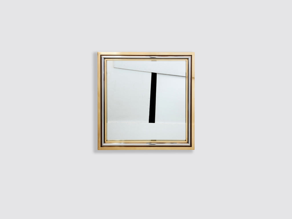 Romeo Rega for Metalarte Large Brass chrome square mirror 1970s