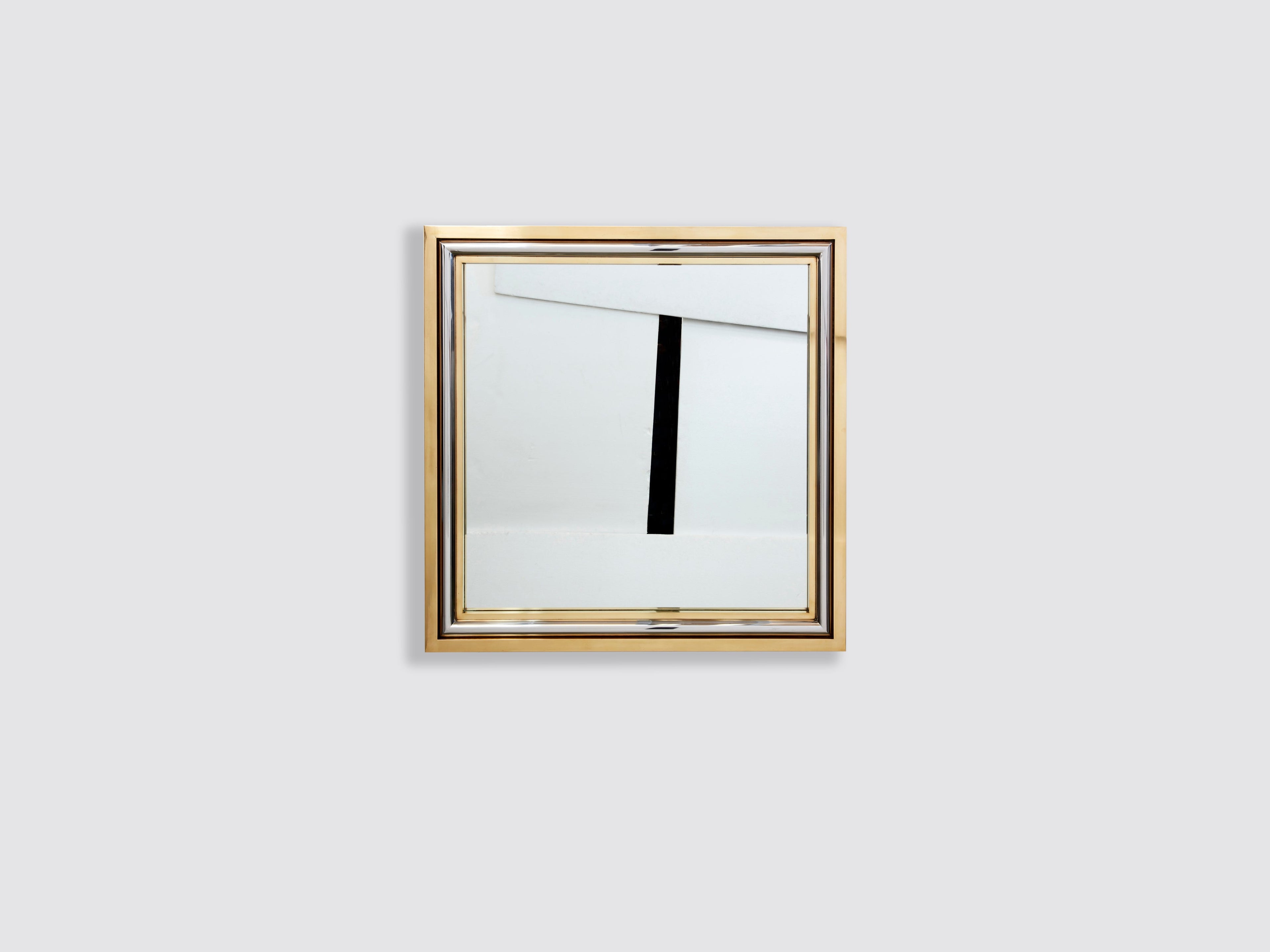 Romeo Rega for Metalarte Large Brass chrome square mirror 1970s