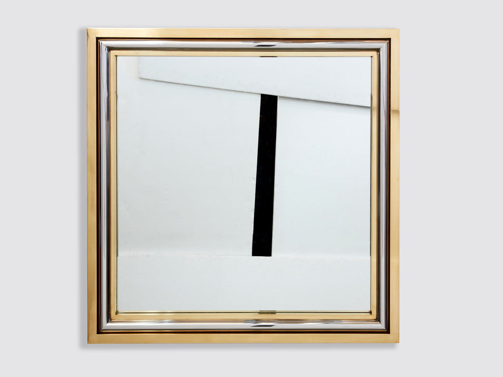 Romeo Rega for Metalarte Large Brass chrome square mirror 1970s