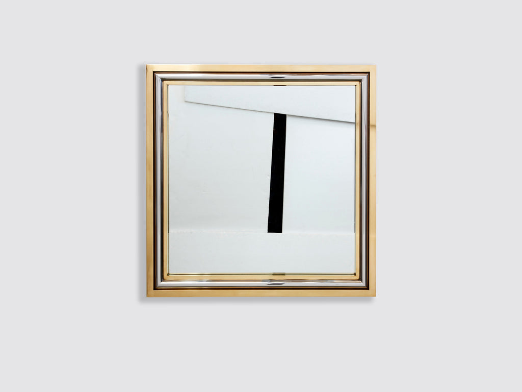 Romeo Rega for Metalarte Large Brass chrome square mirror 1970s