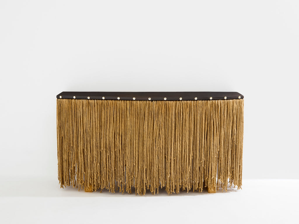 Sergio Ponzio IV metal and ropes console table 1970s
