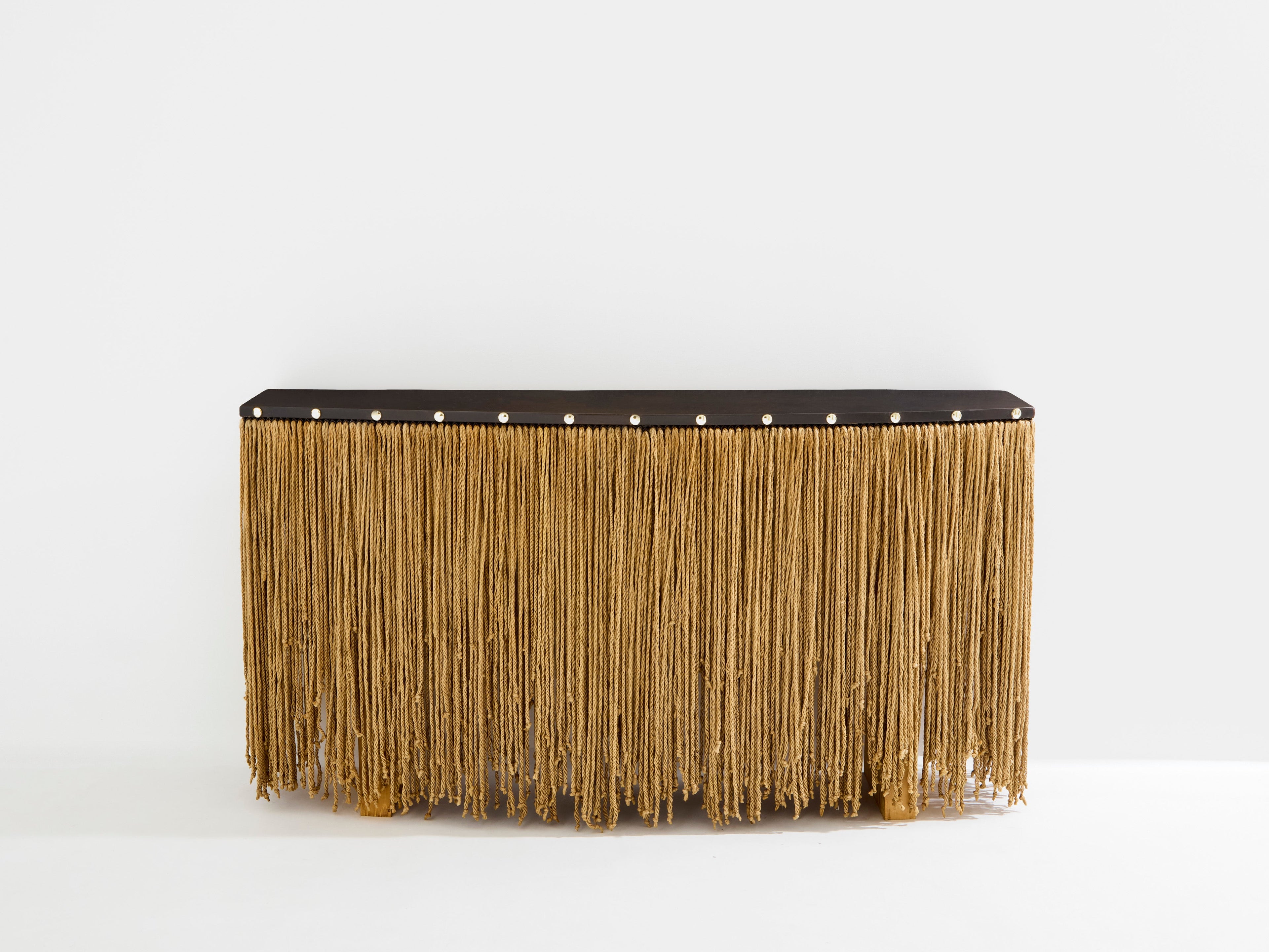 Sergio Ponzio IV metal and ropes console table 1970s
