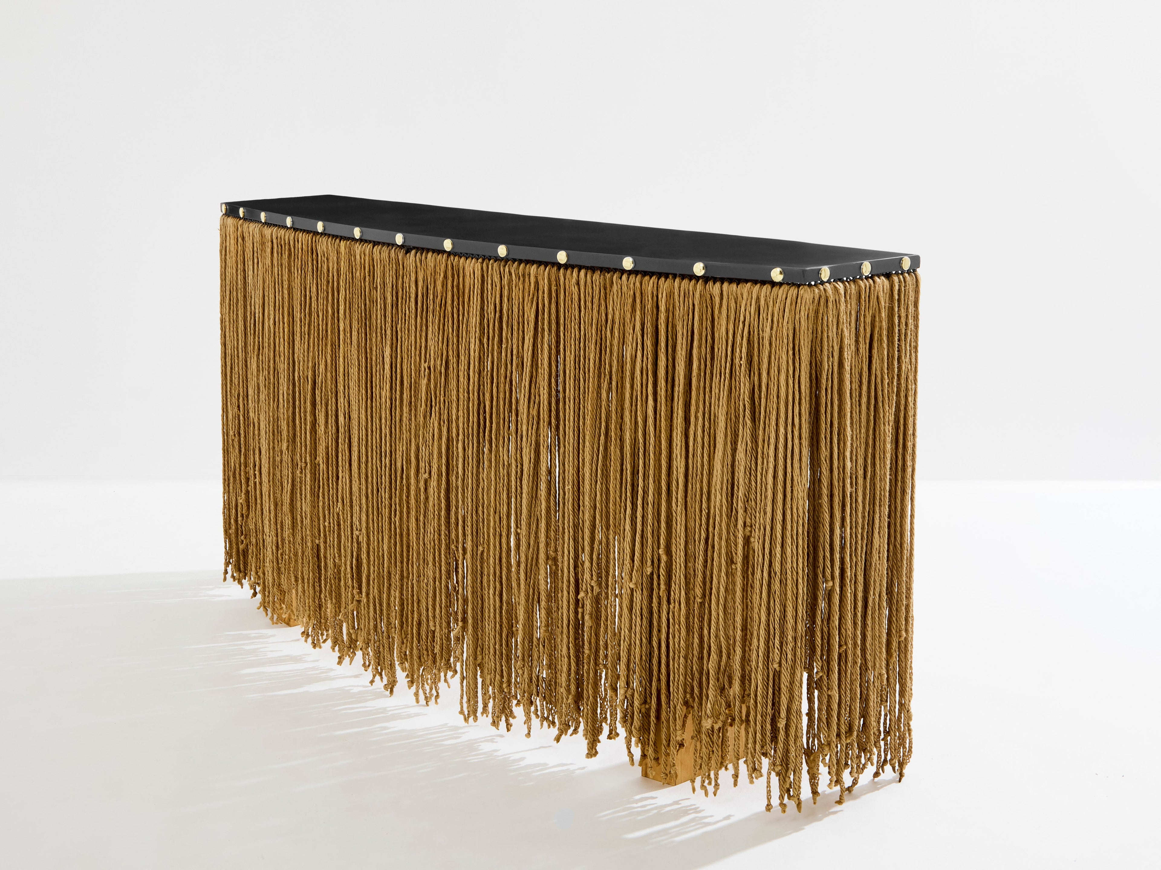 Sergio Ponzio IV metal and ropes console table 1970s