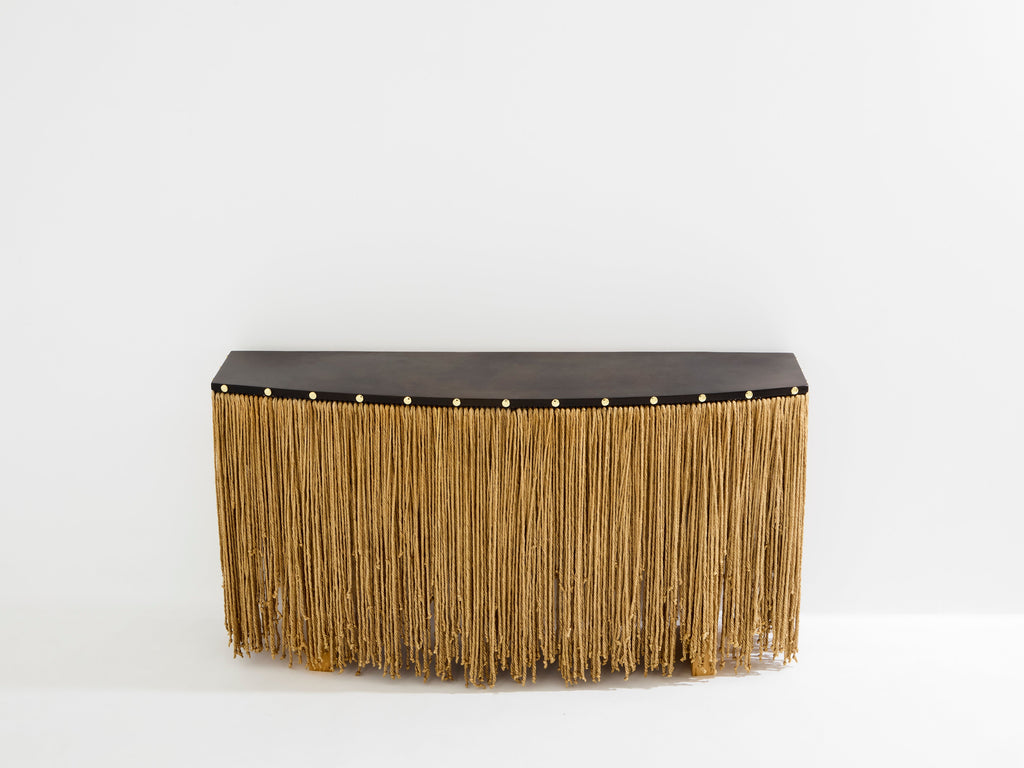 Sergio Ponzio IV metal and ropes console table 1970s