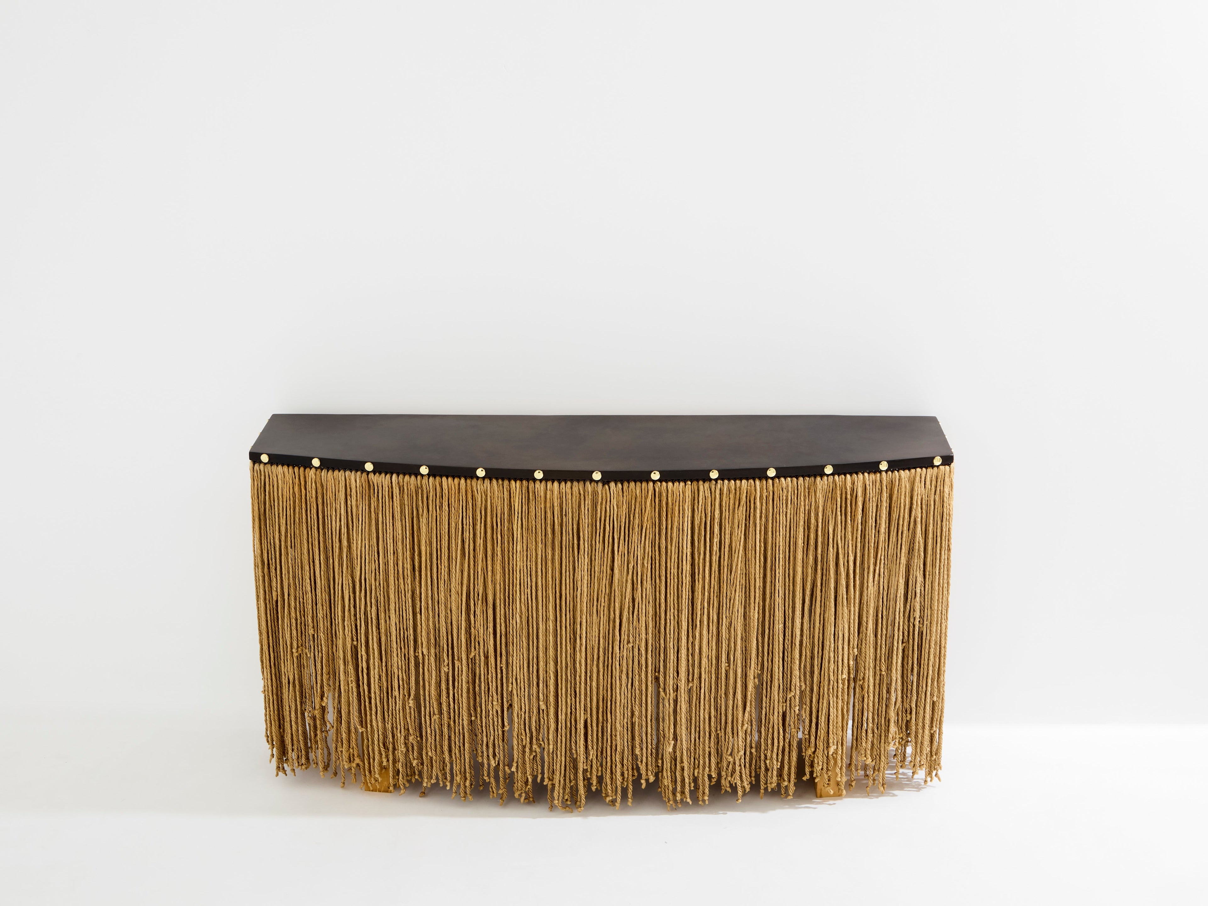 Sergio Ponzio IV metal and ropes console table 1970s
