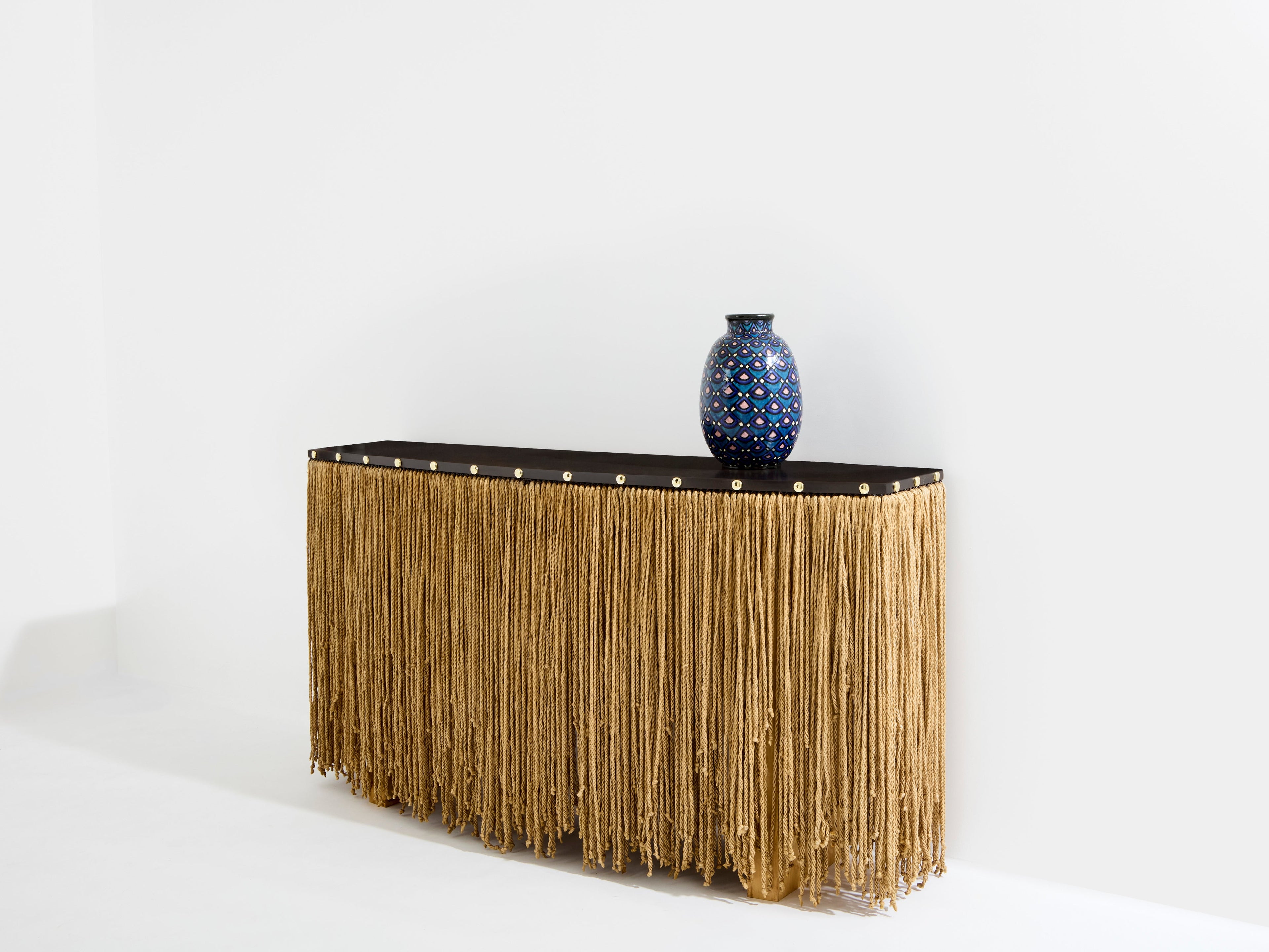 Sergio Ponzio IV metal and ropes console table 1970s