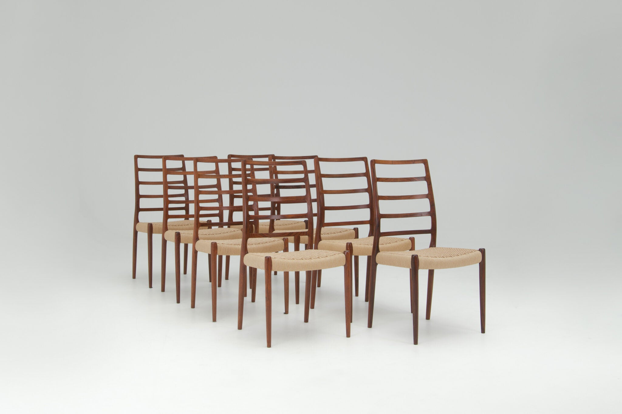 Niels O. Møller Set of 8 ‘Model no. 82’ Dining Chairs