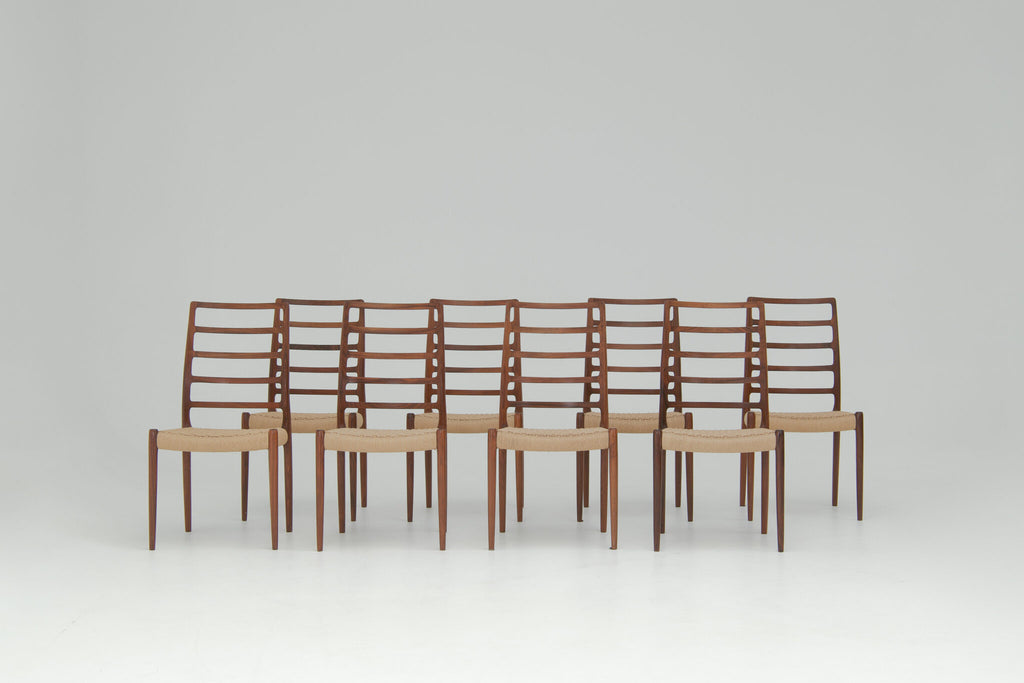 Niels O. Møller Set of 8 ‘Model no. 82’ Dining Chairs
