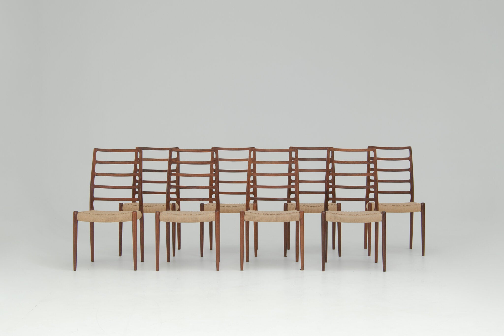 Niels O. Møller Set of 8 ‘Model no. 82’ Dining Chairs