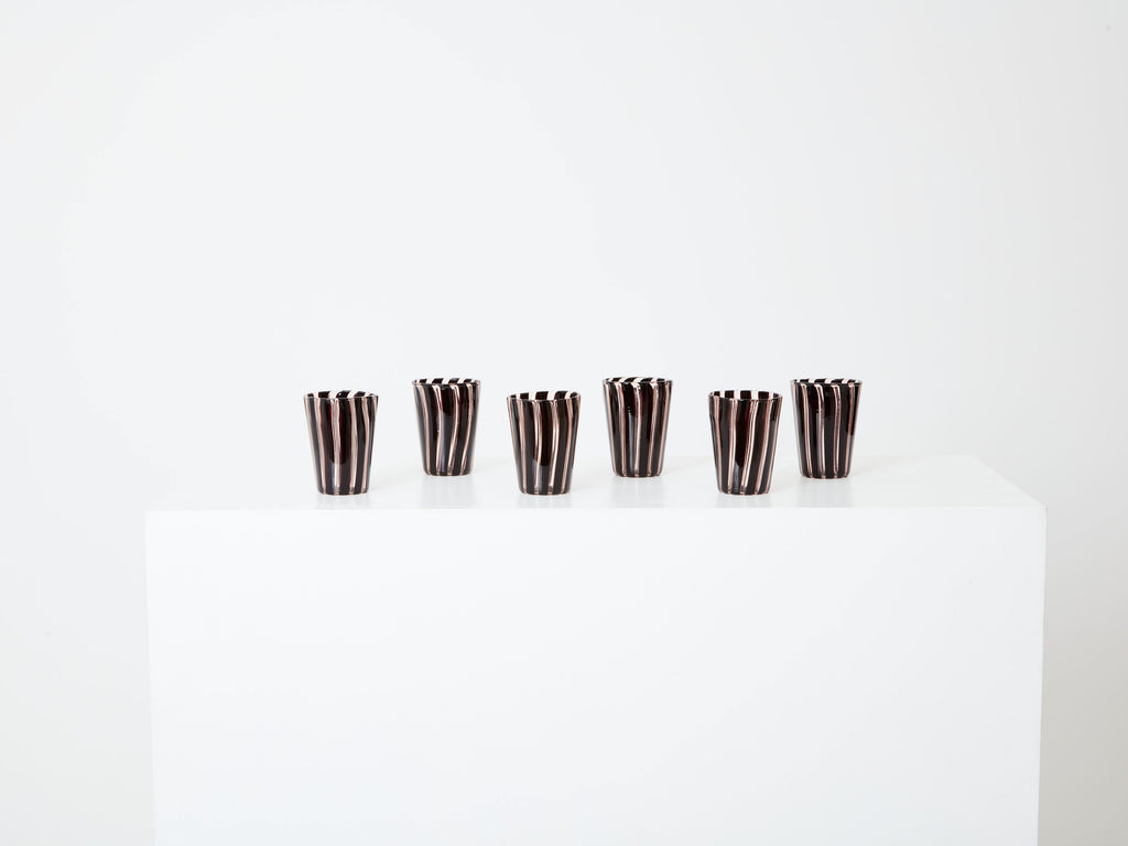 Set of 6 Italian Murano glass tumblers 1980s