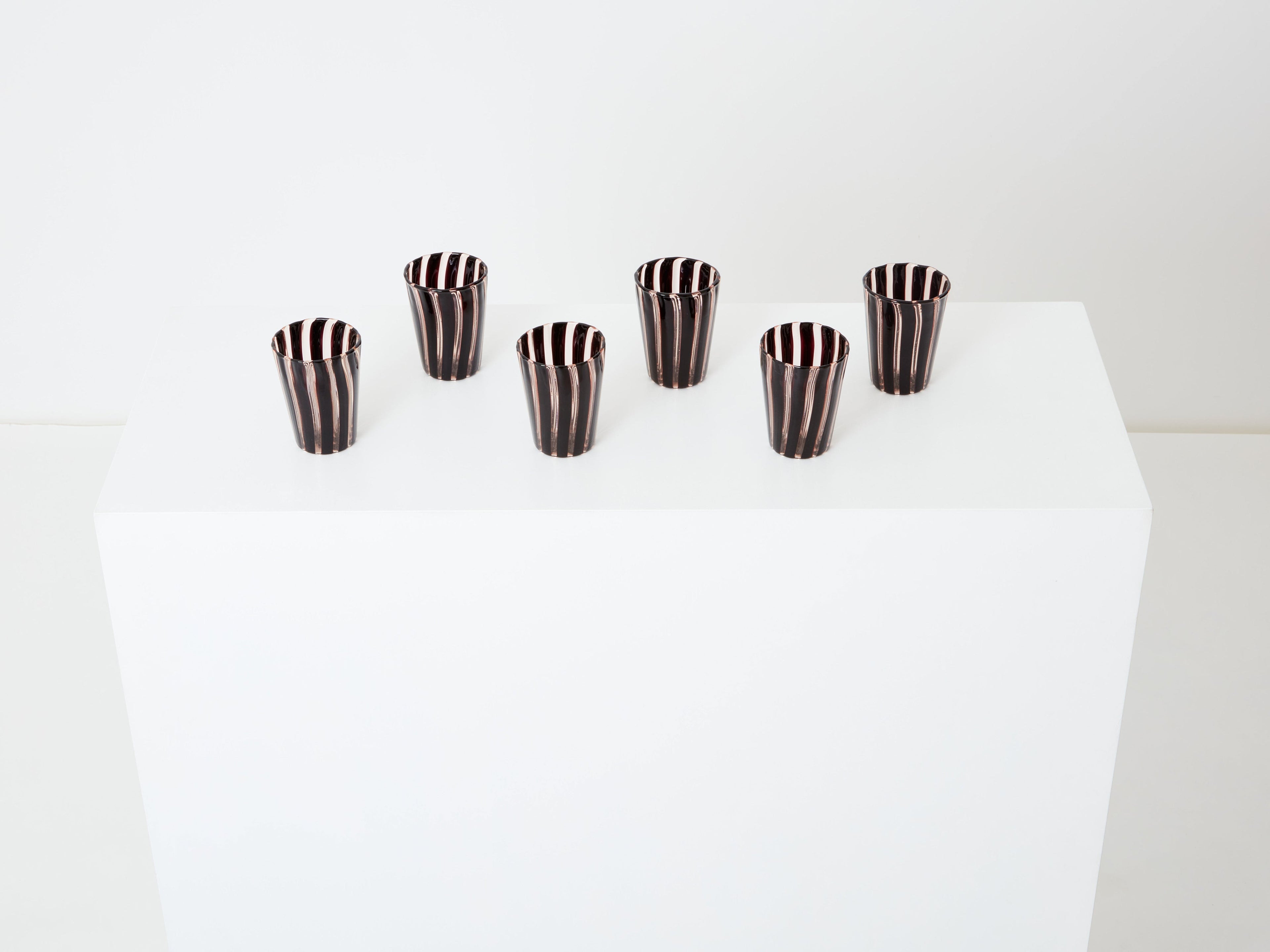Set of 6 Italian Murano glass tumblers 1980s