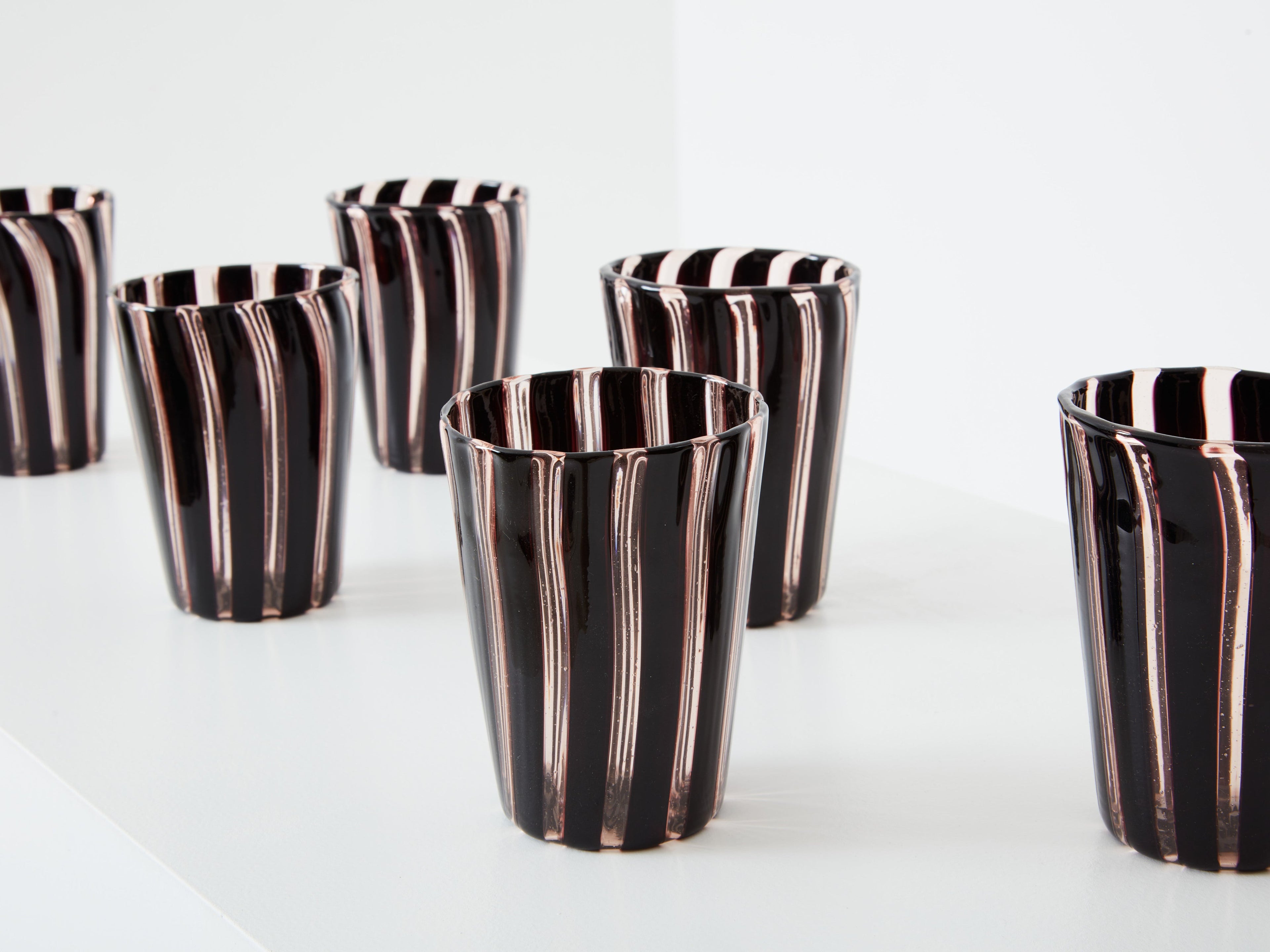 Set of 6 Italian Murano glass tumblers 1980s