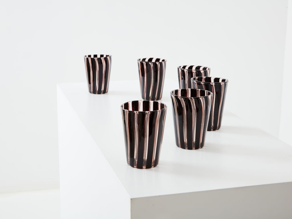 Set of 6 Italian Murano glass tumblers 1980s