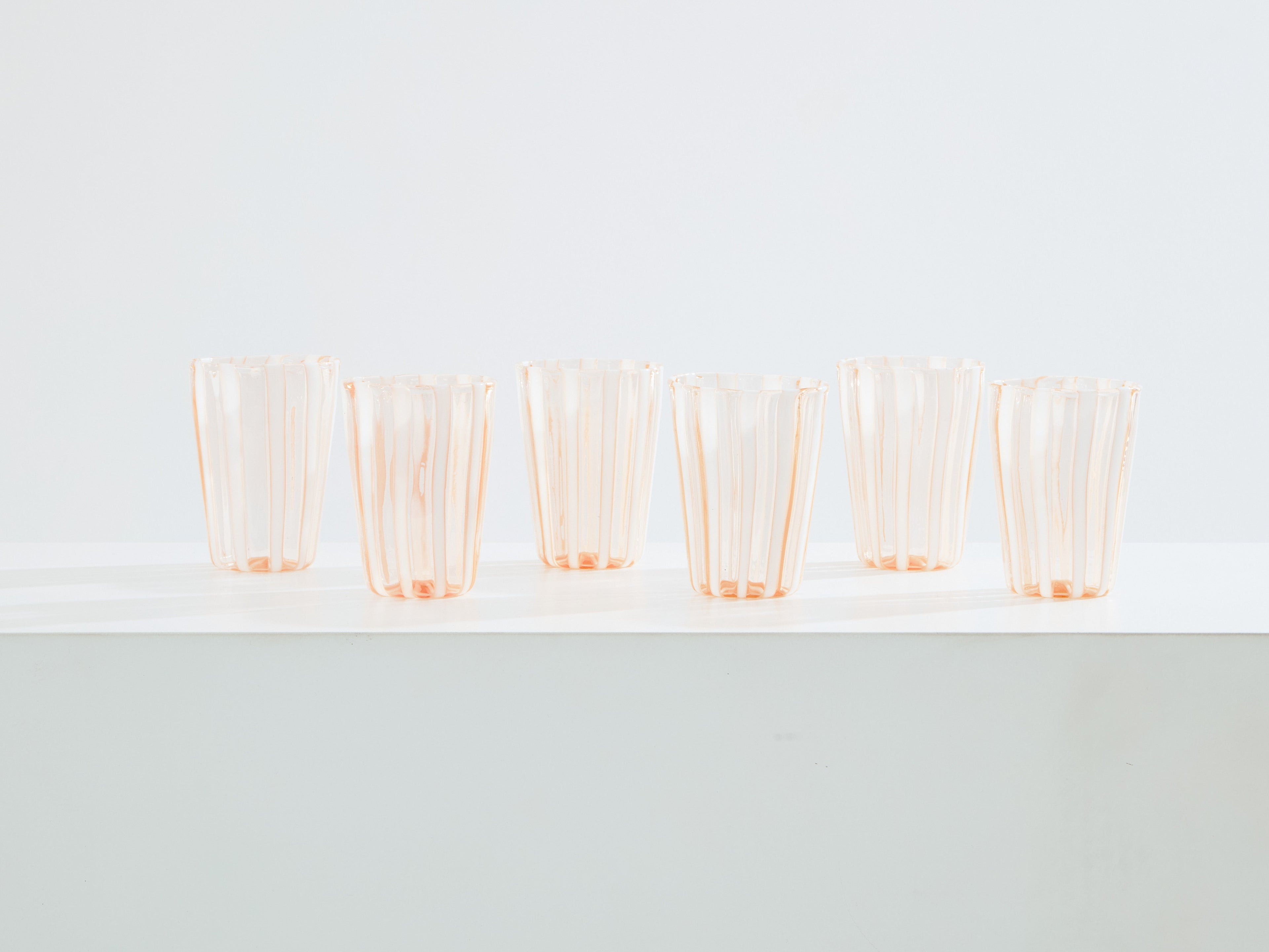Set of 6 Italian Murano rose glass tumblers 1980s