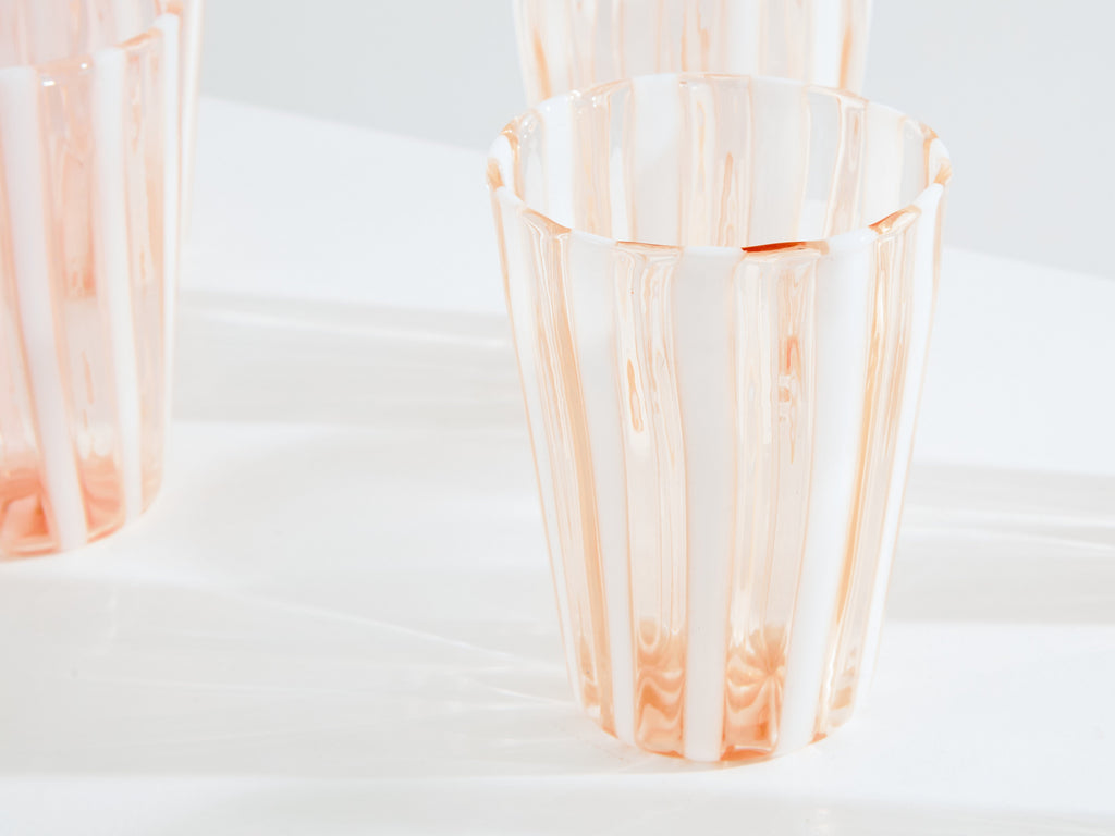 Set of 6 Italian Murano rose glass tumblers 1980s