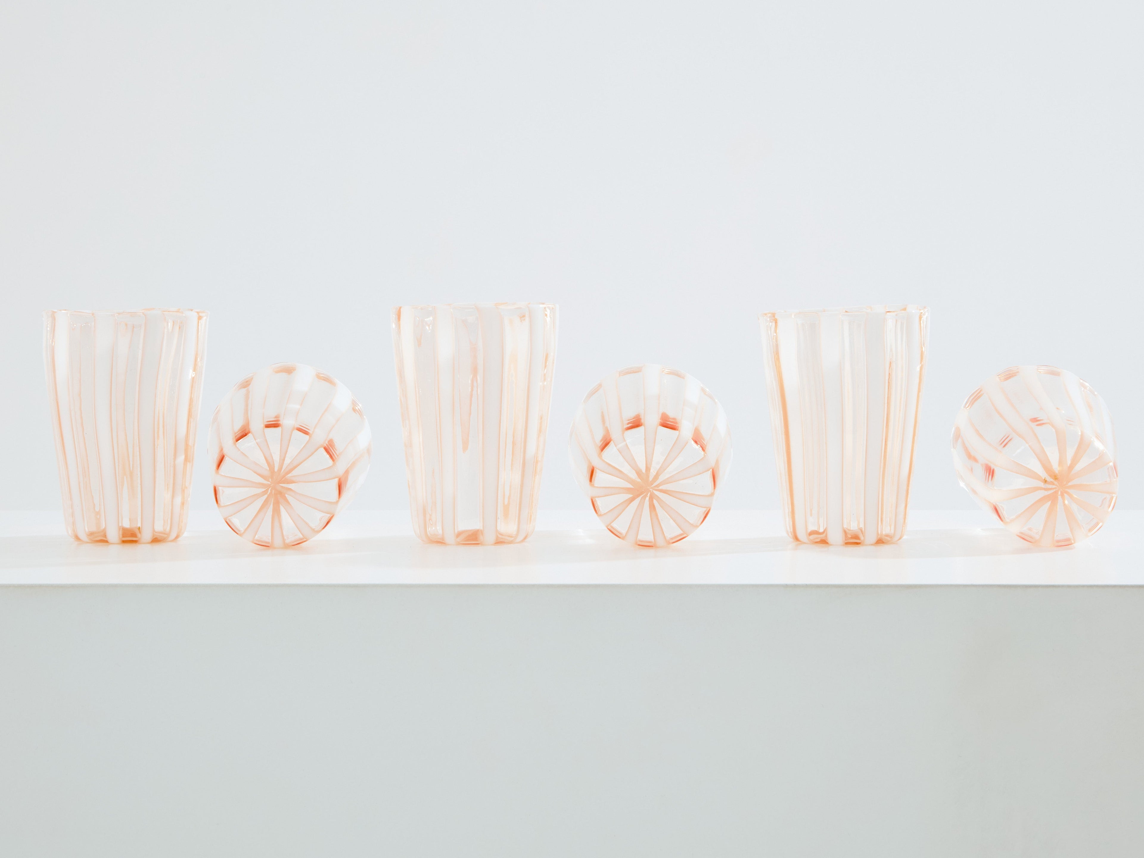Set of 6 Italian Murano rose glass tumblers 1980s