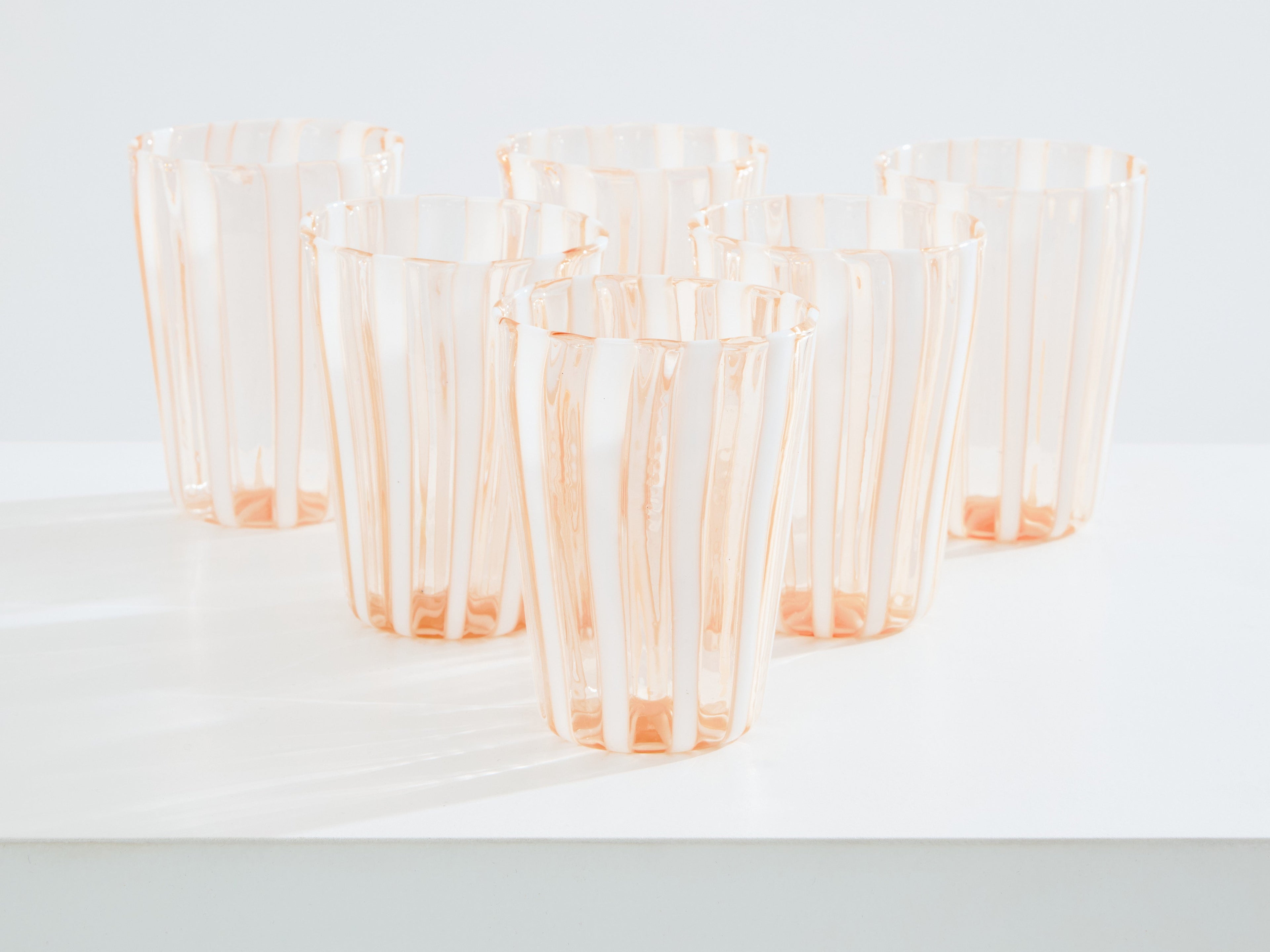 Set of 6 Italian Murano rose glass tumblers 1980s