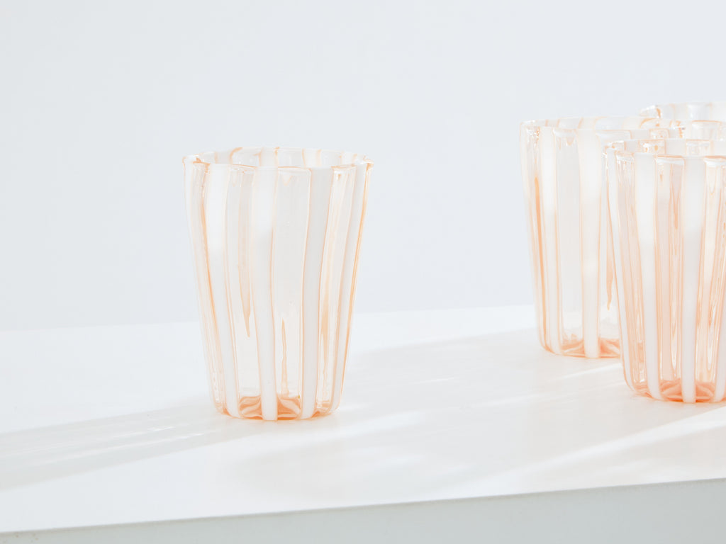 Set of 6 Italian Murano rose glass tumblers 1980s