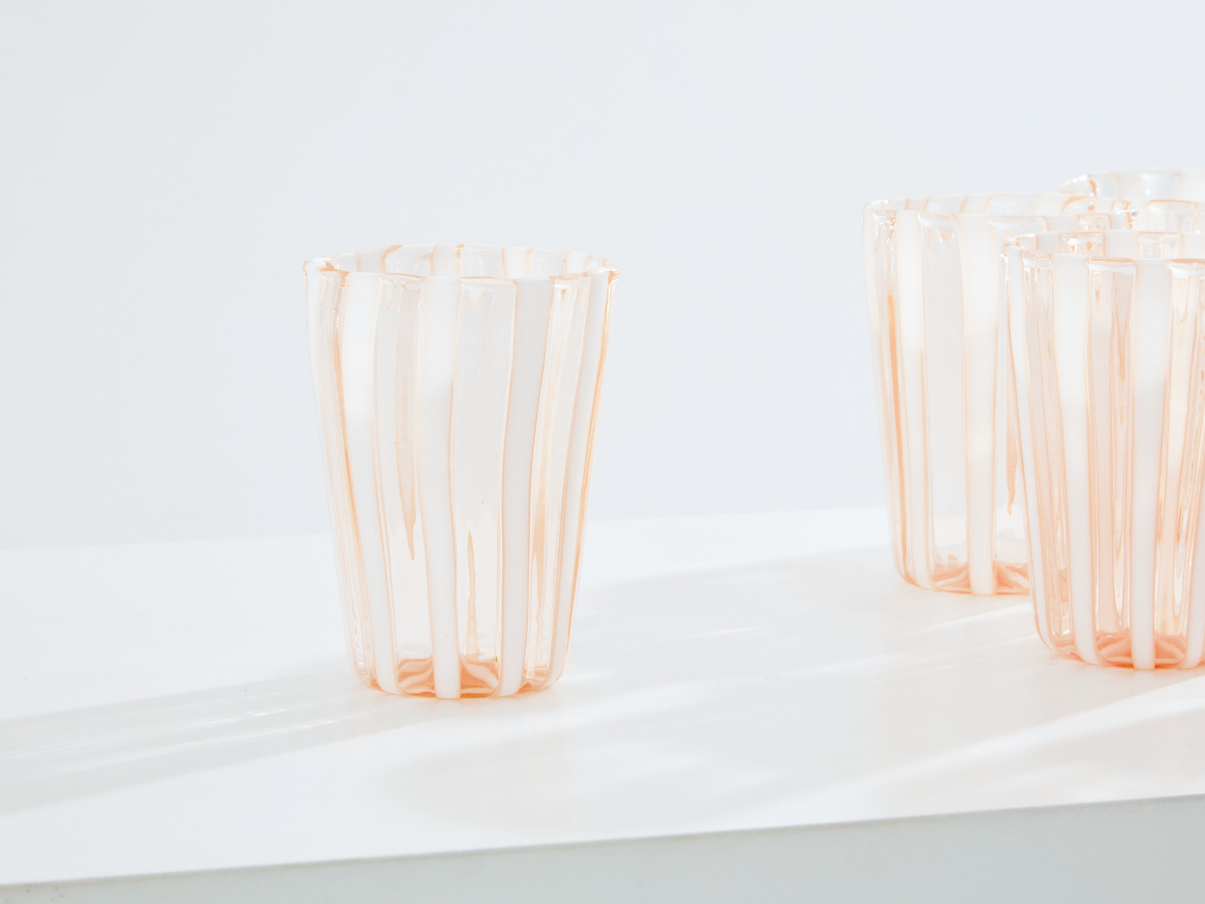 Set of 6 Italian Murano rose glass tumblers 1980s