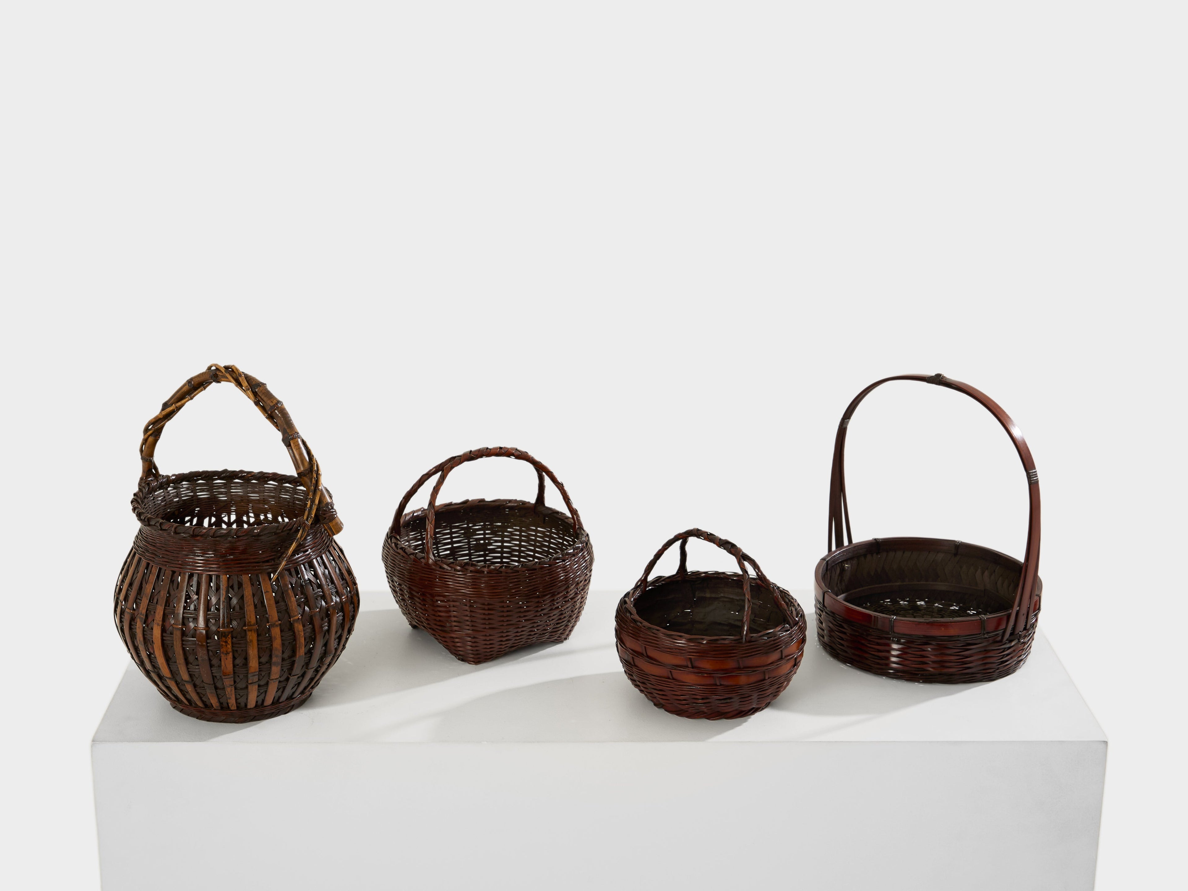 Set of Ikebana Bamboo Baskets Maeda Chikubōsai Meiji Period