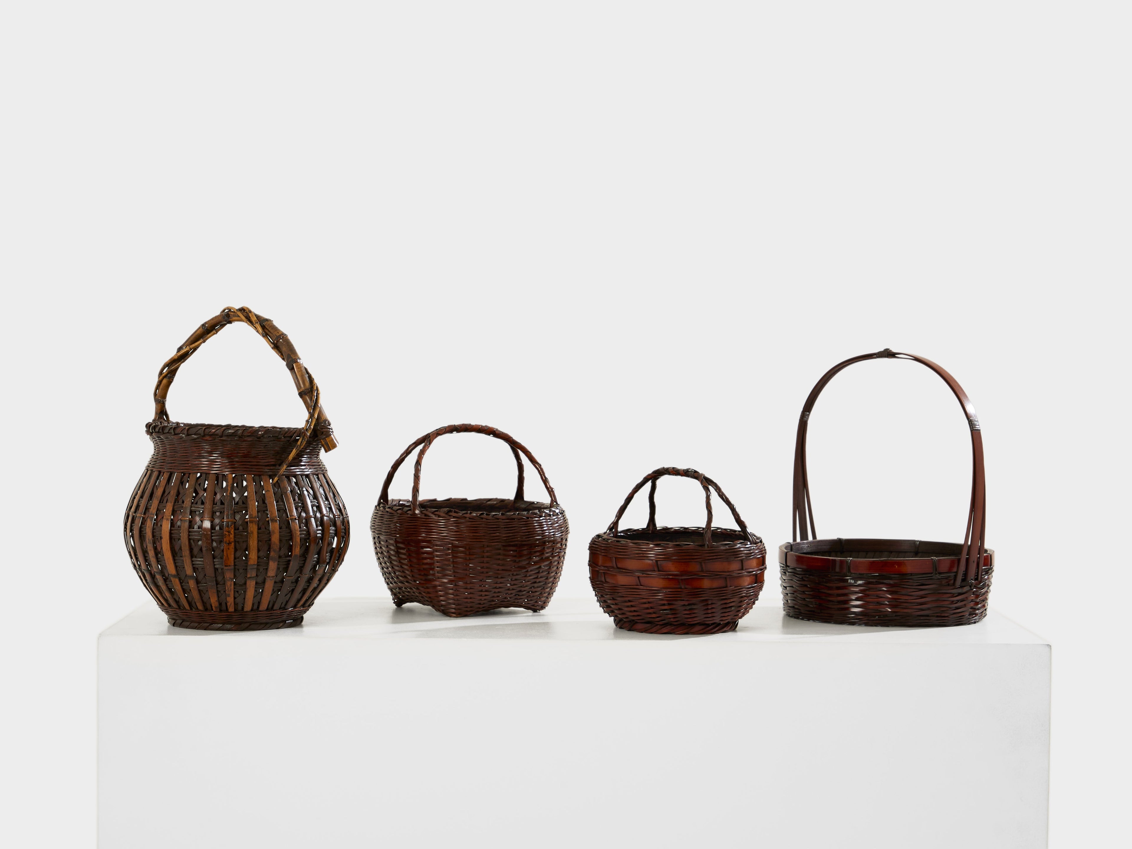 Set of Ikebana Bamboo Baskets Maeda Chikubōsai Meiji Period