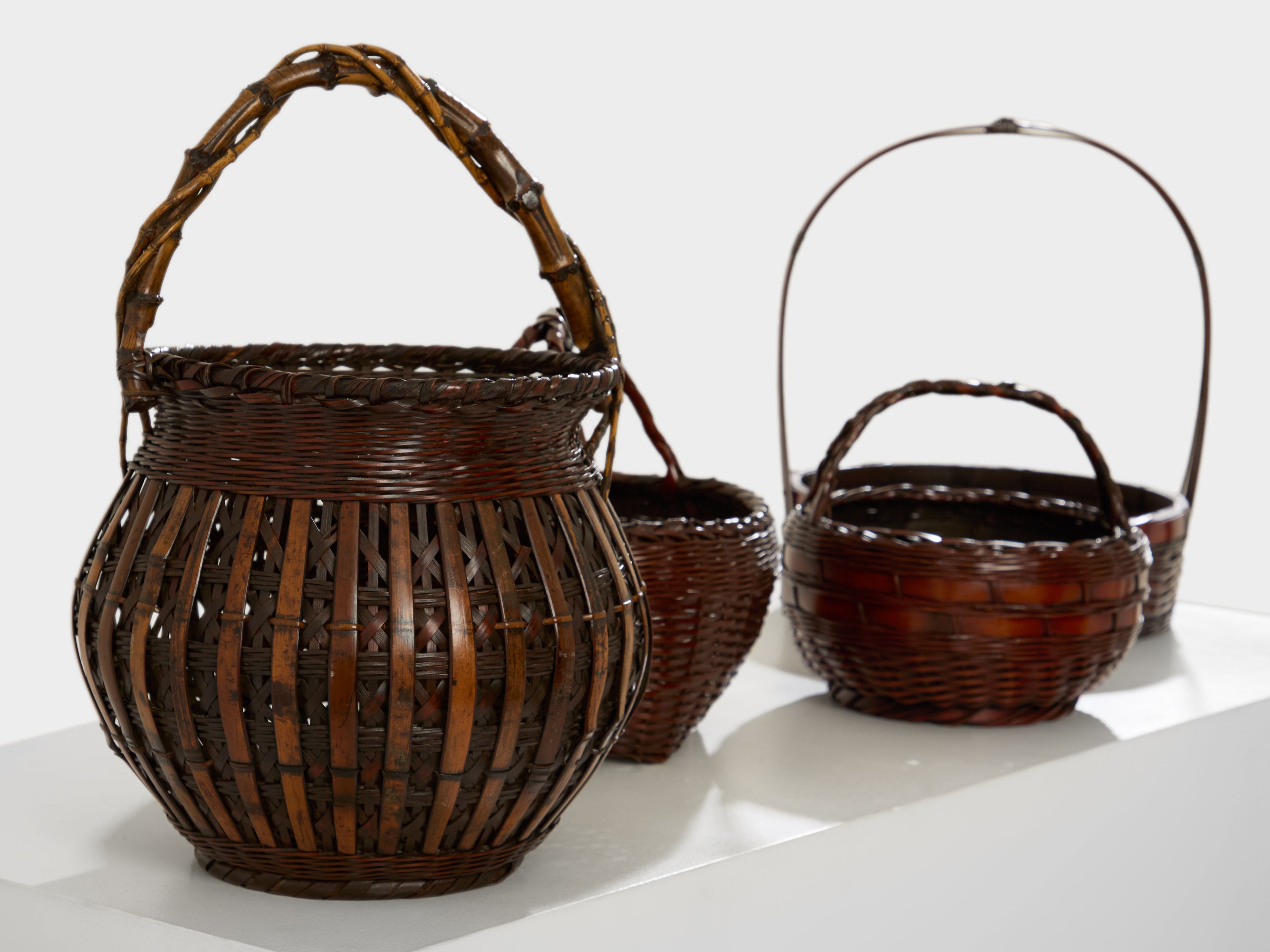 Set of Ikebana Bamboo Baskets Maeda Chikubōsai Meiji Period