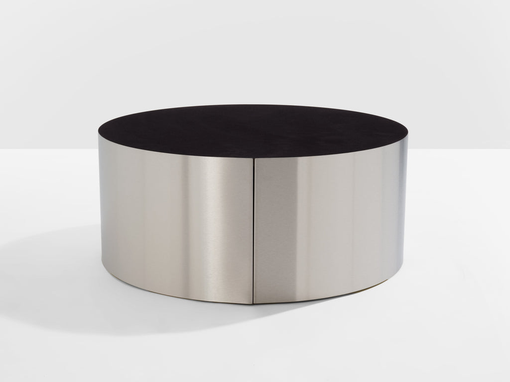 Set of three large slate tops coffee tables brushed steel 1970s