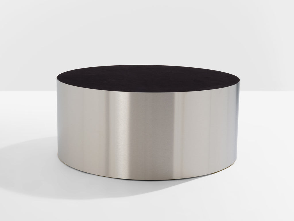 Set of three large slate tops coffee tables brushed steel 1970s