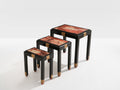Set of three nesting tables asian decor ebonized and gilt wood 1920s